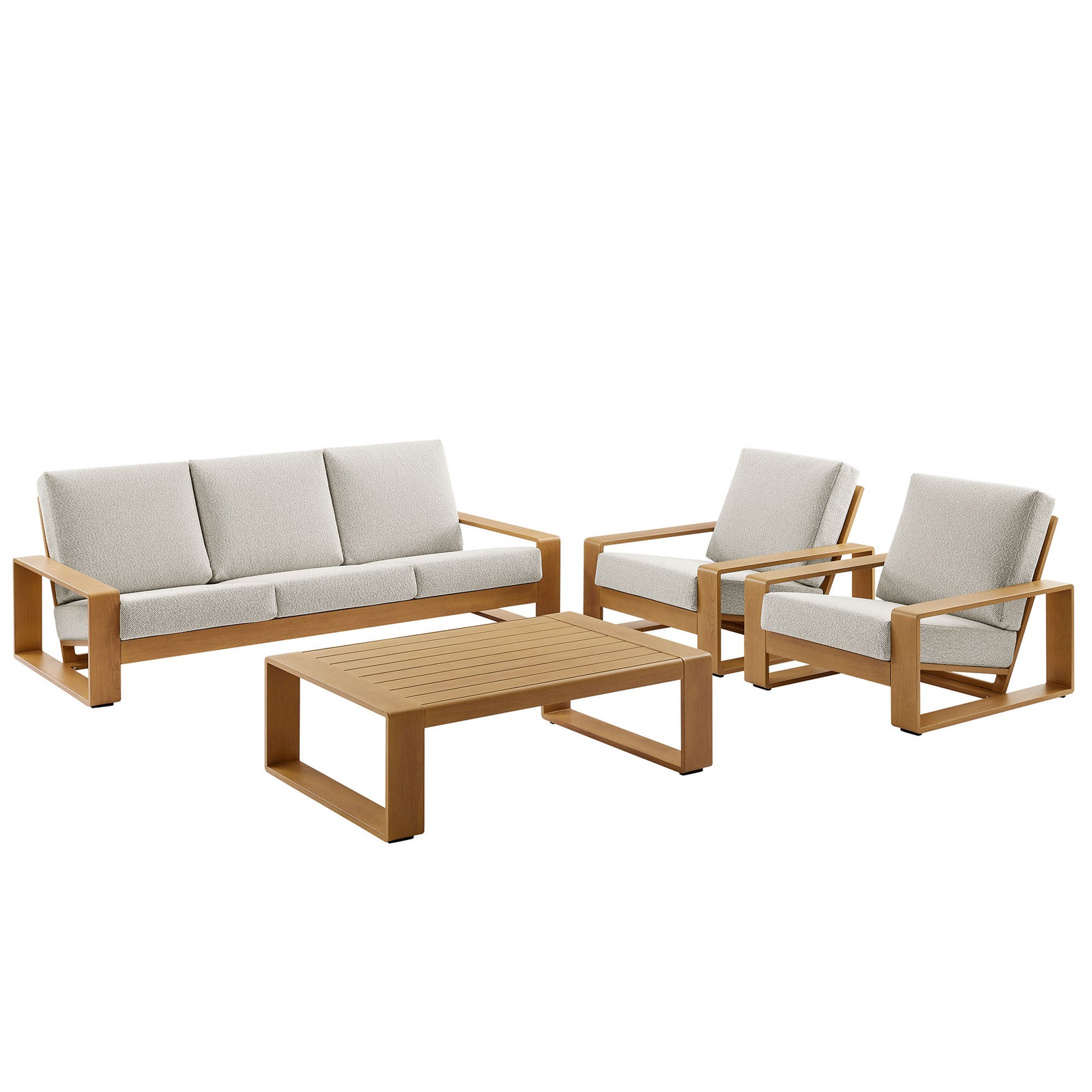 Lirienne 4-Piece Outdoor Patio Aluminum Faux Wood Furniture Set by Modway