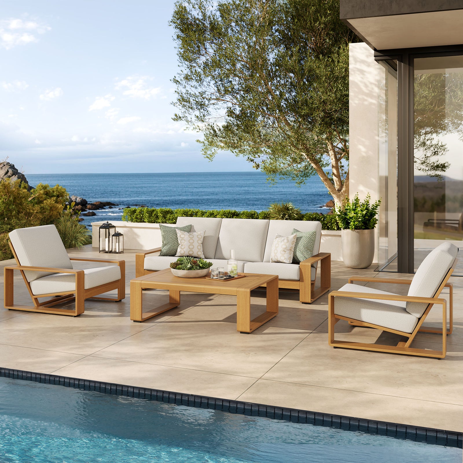 Lirienne 4-Piece Outdoor Patio Aluminum Faux Wood Furniture Set by Modway