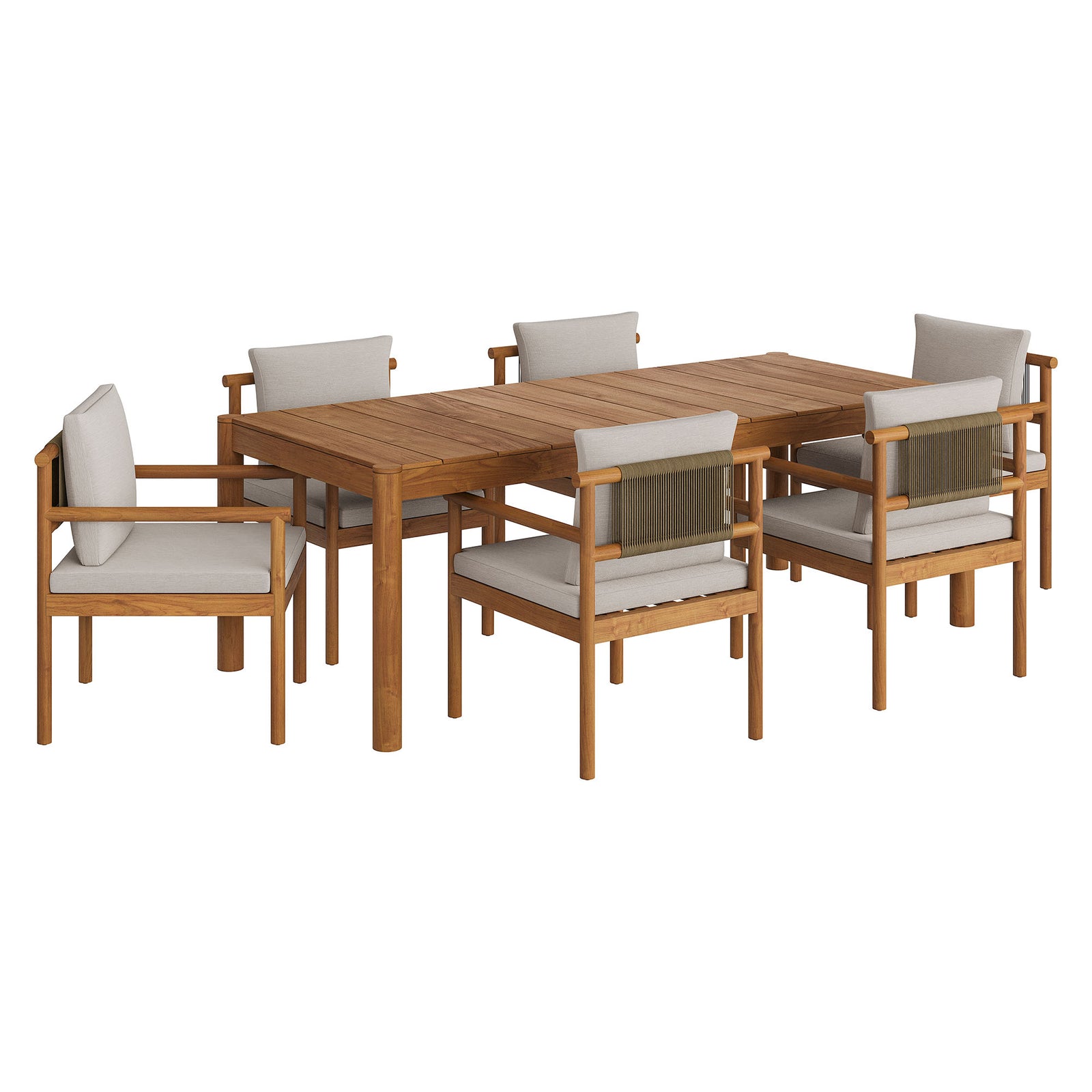 Eleni 7 Piece Outdoor Patio Teak Wood Dining Set by Modway