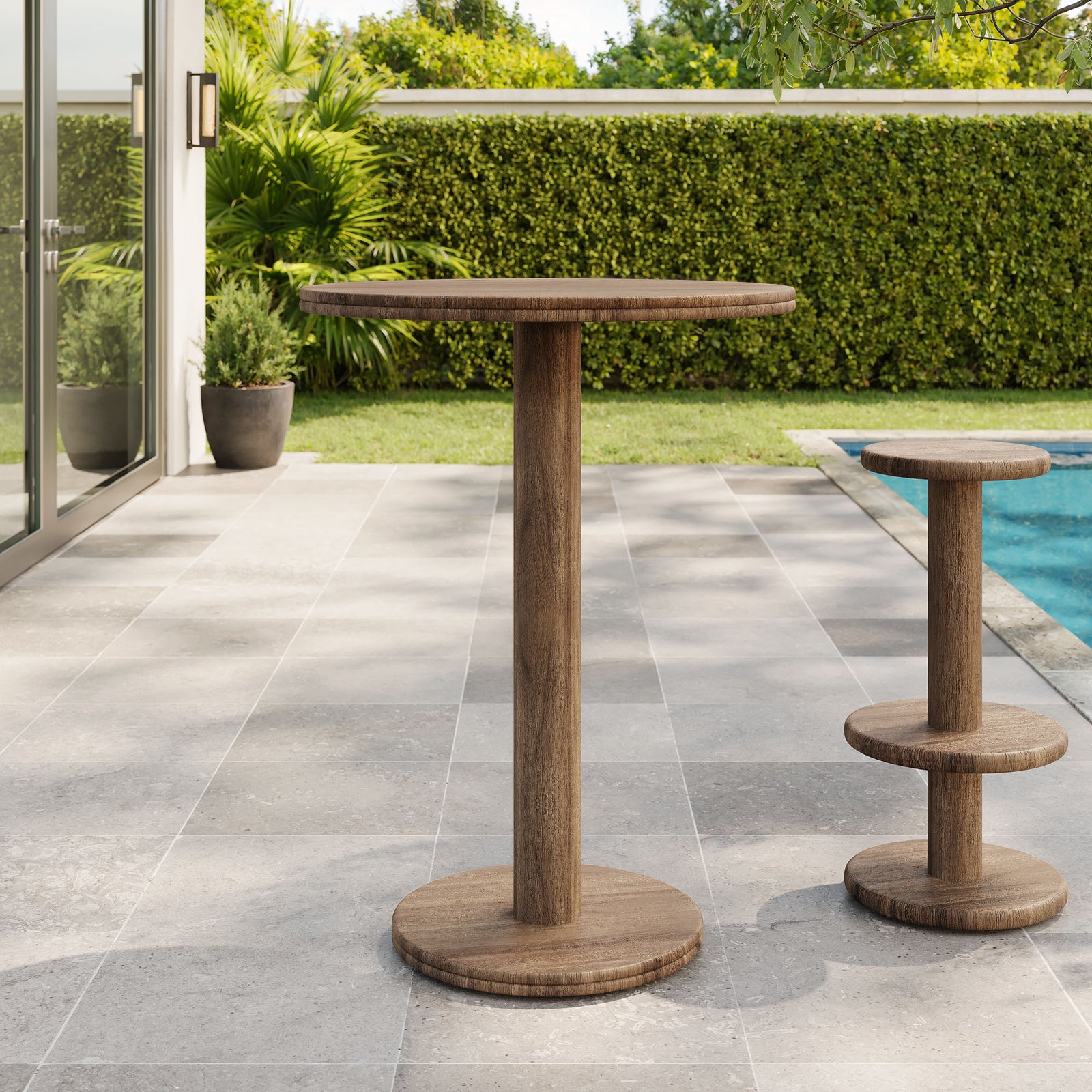 Neo 31 Inch Round Indoor - Outdoor Patio Patio Wood Bar Table by Modway