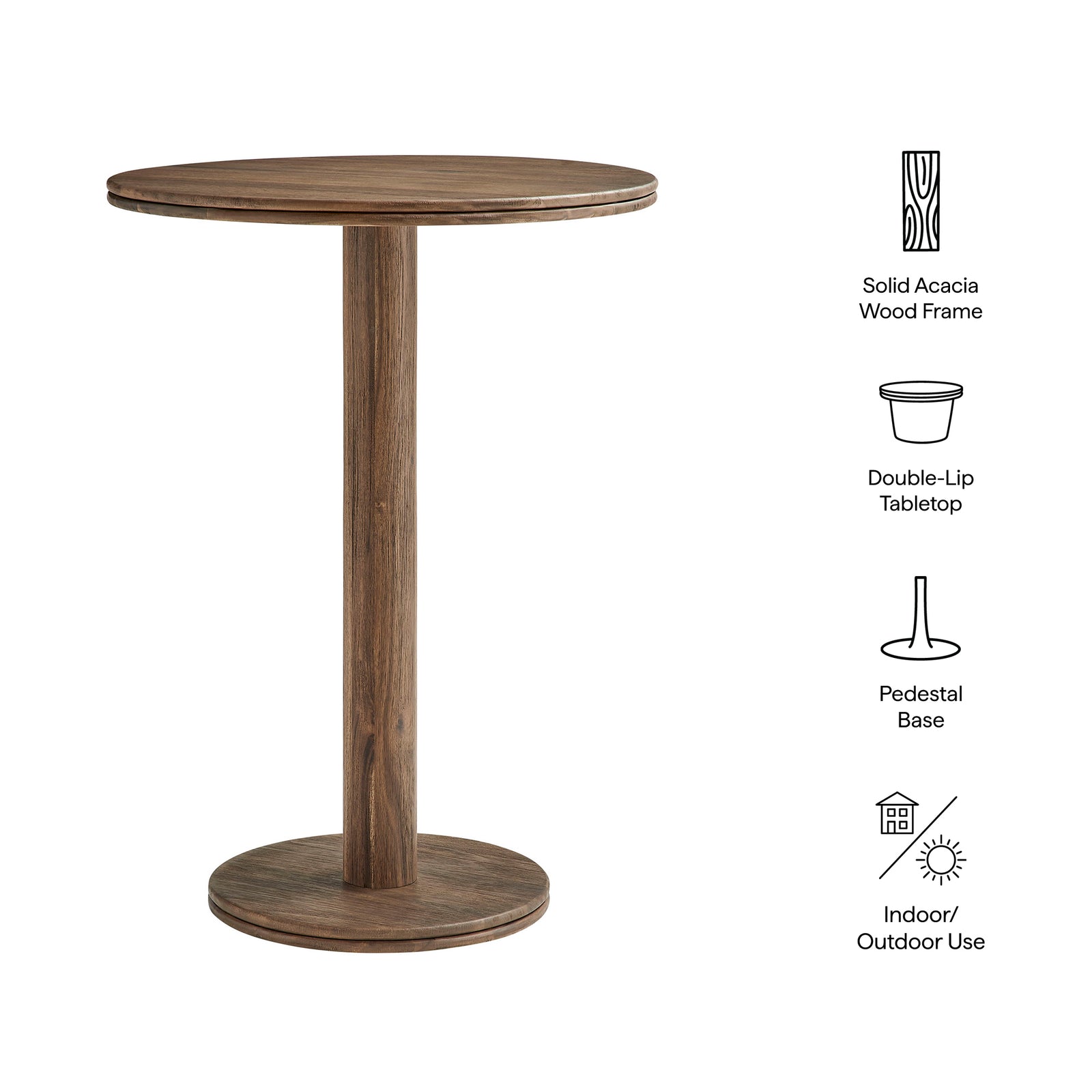 Neo 31 Inch Round Indoor - Outdoor Patio Patio Wood Bar Table by Modway
