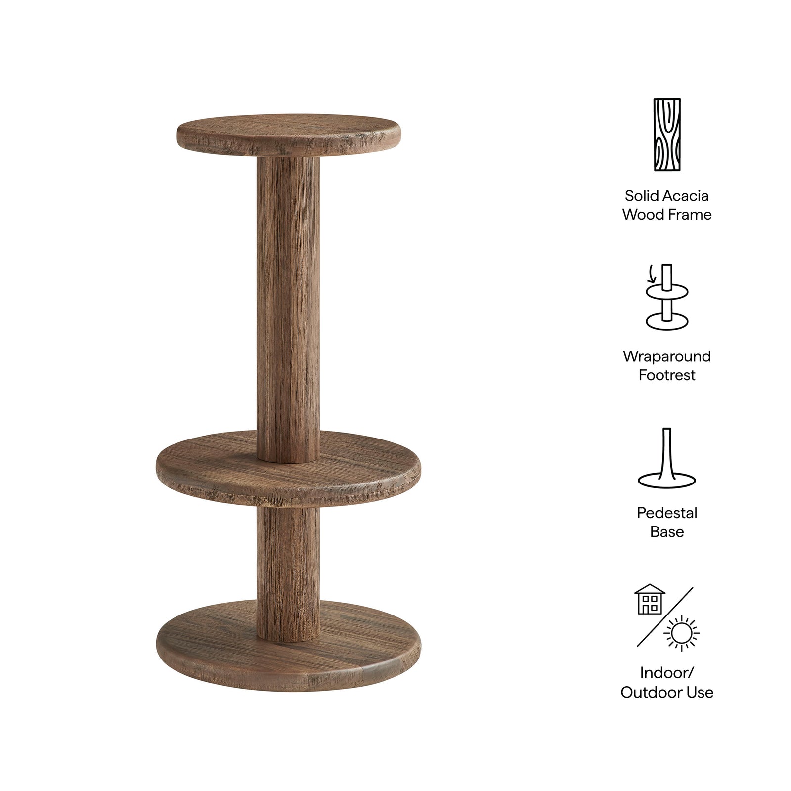 Neo 15 Inch Round Indoor - Outdoor Patio Patio Wood Bar Stools by Modway