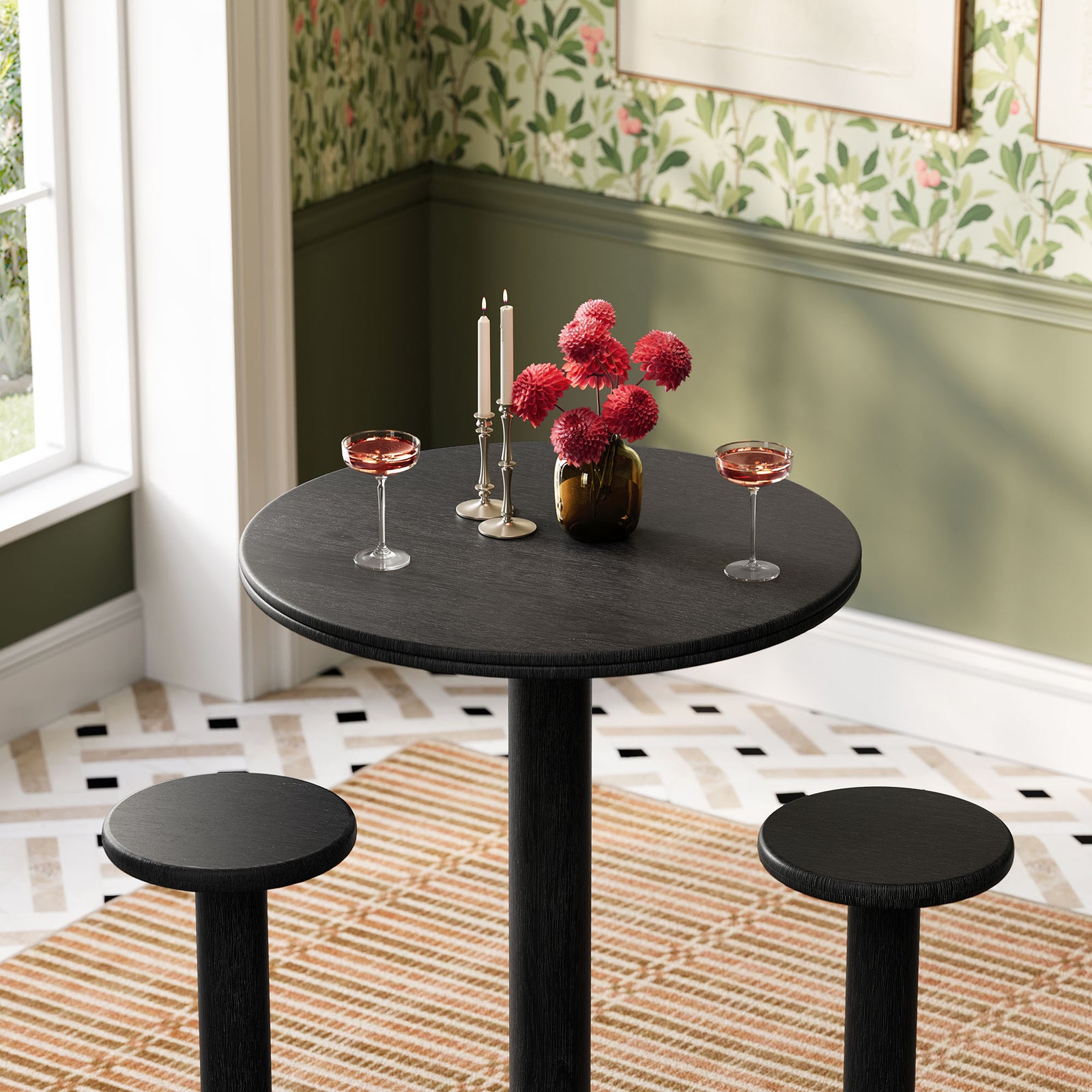Neo 3-Piece Round Indoor - Outdoor Patio Patio Wood Bar Table And Stool Set by Modway