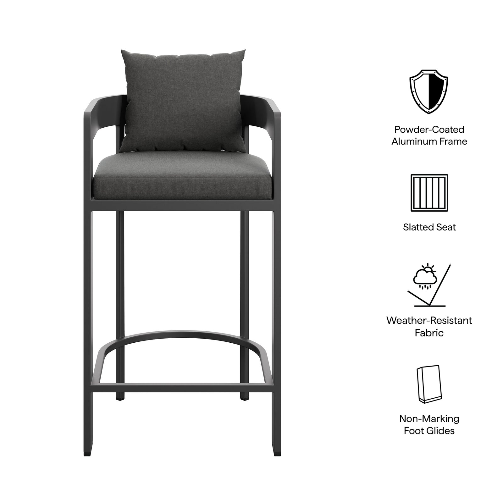 Tahoe Outdoor Patio Patio Aluminum Bar Chair by Modway