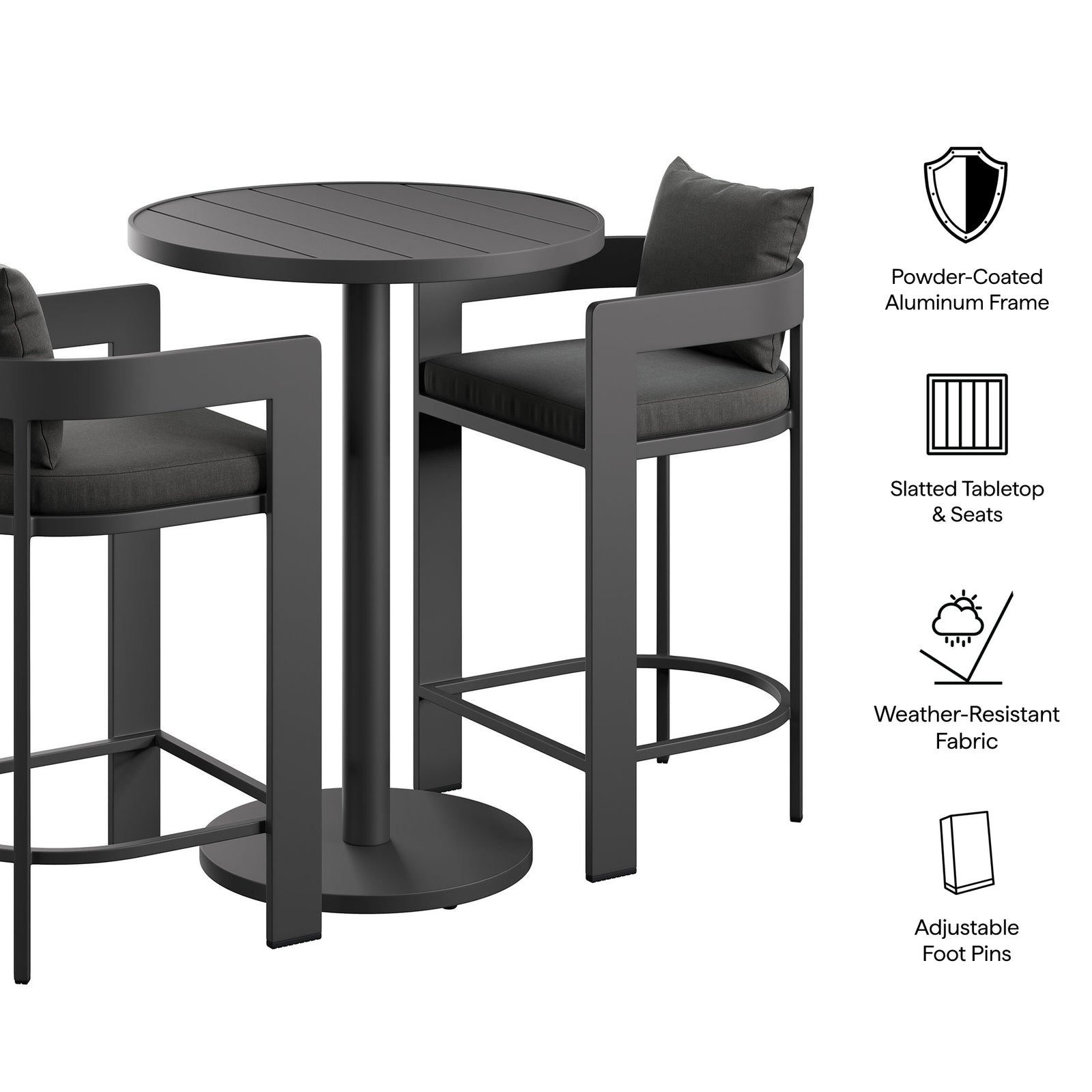 Tahoe 3-Piece Outdoor Patio Aluminum Bar Set by Modway