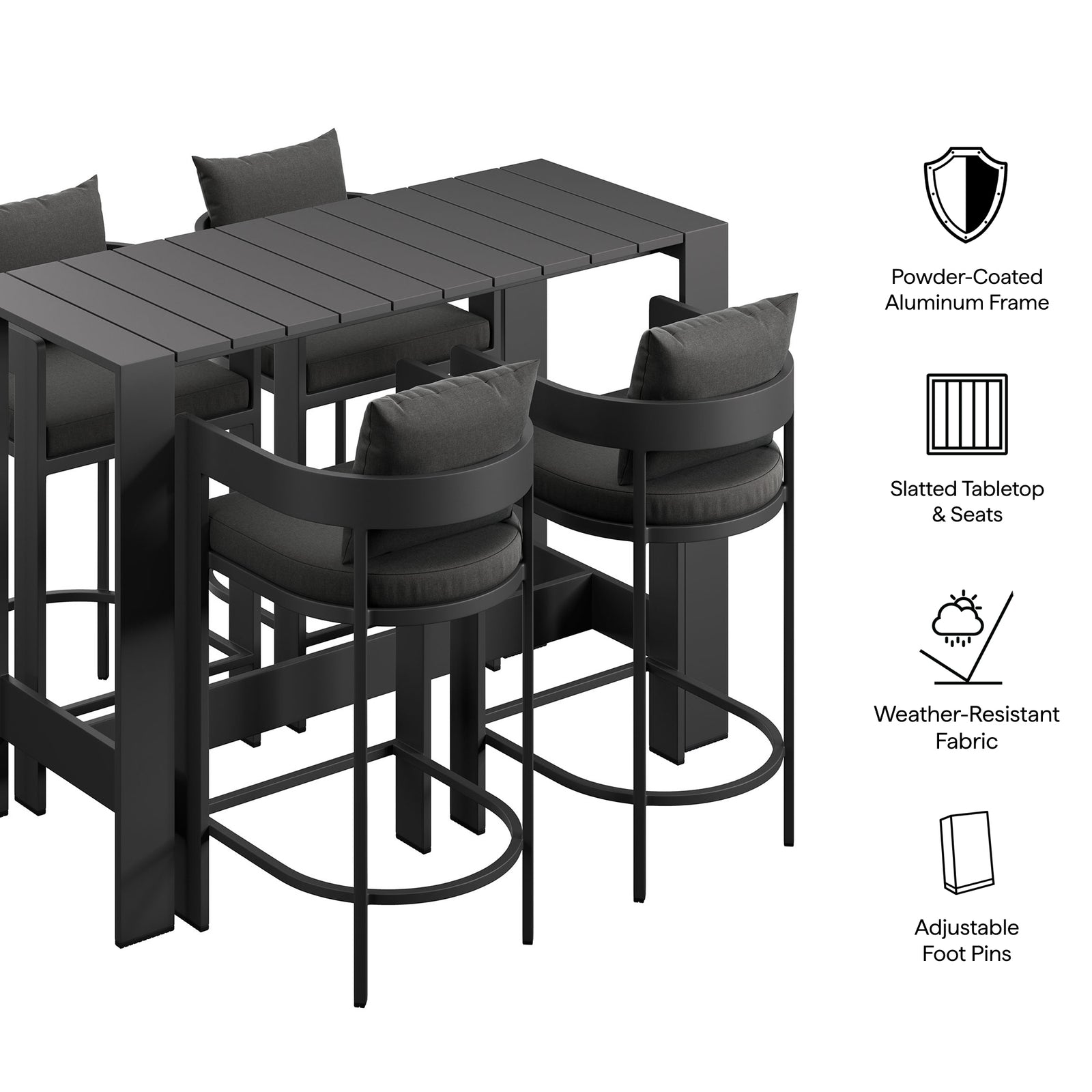 Tahoe 5-Piece Outdoor Patio Bar Table Set by Modway