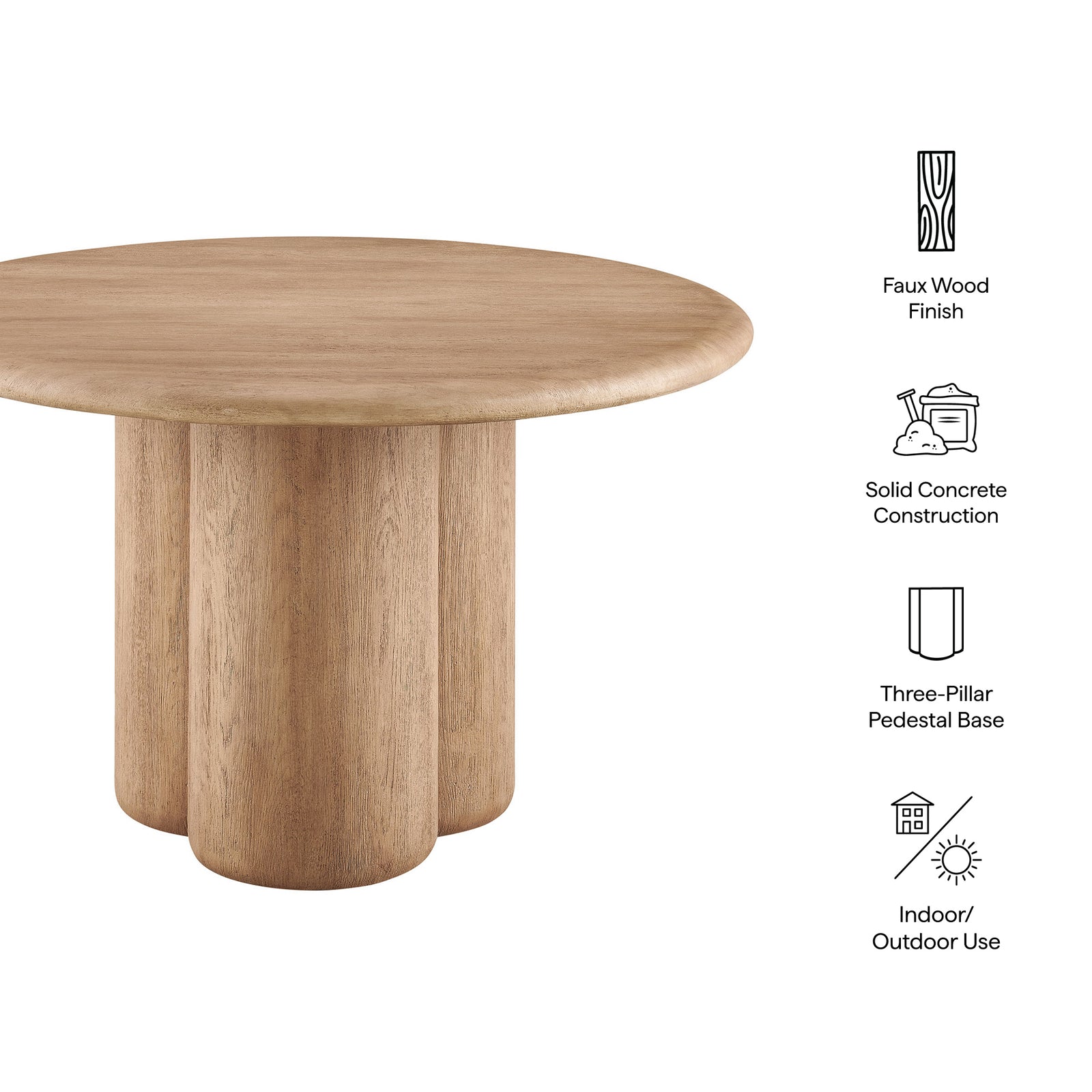 Tori 48 Inch Round Indoor and Outdoor Patio Dining Table by Modway