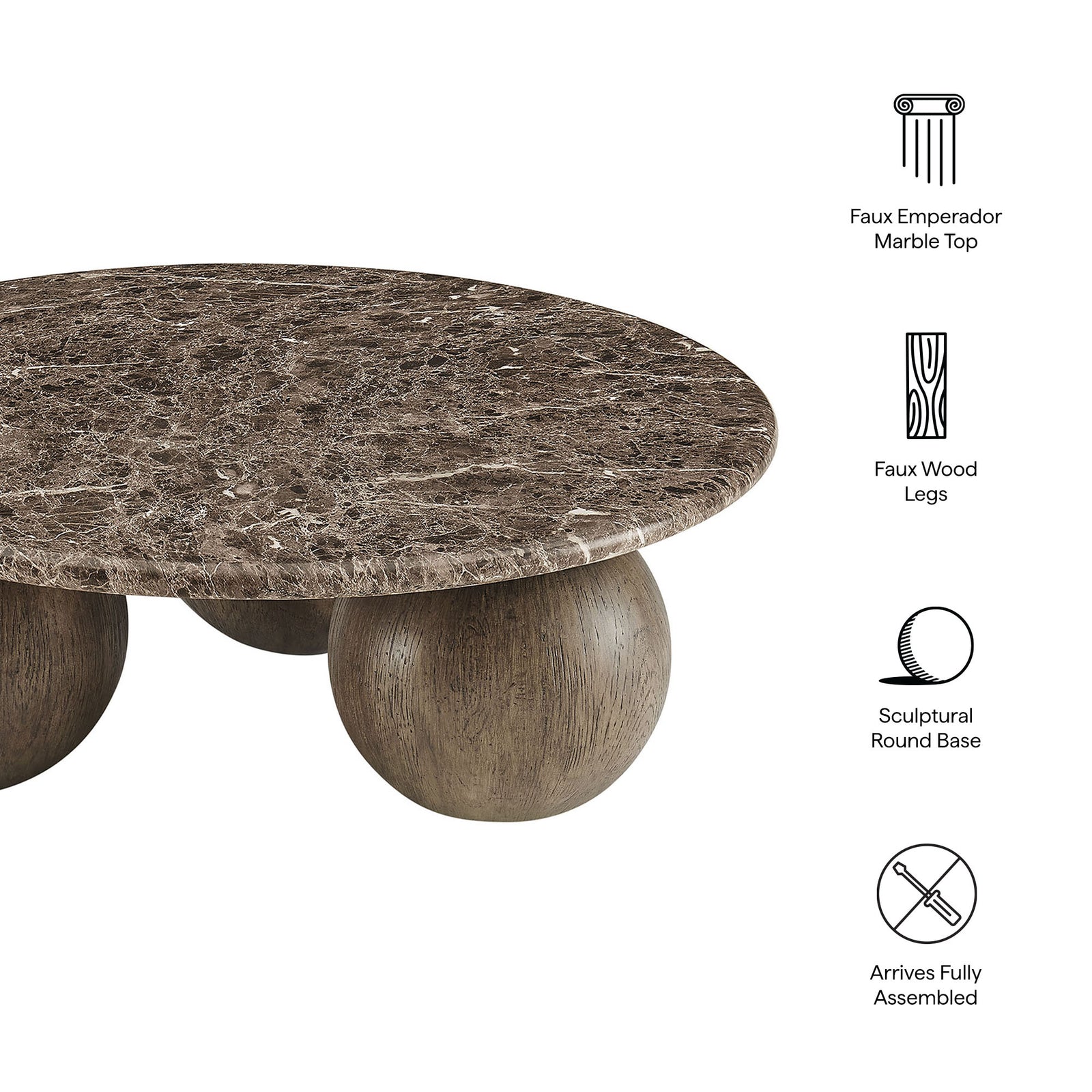 Pietra Indoor Outdoor Patio Round Coffee Table by Modway