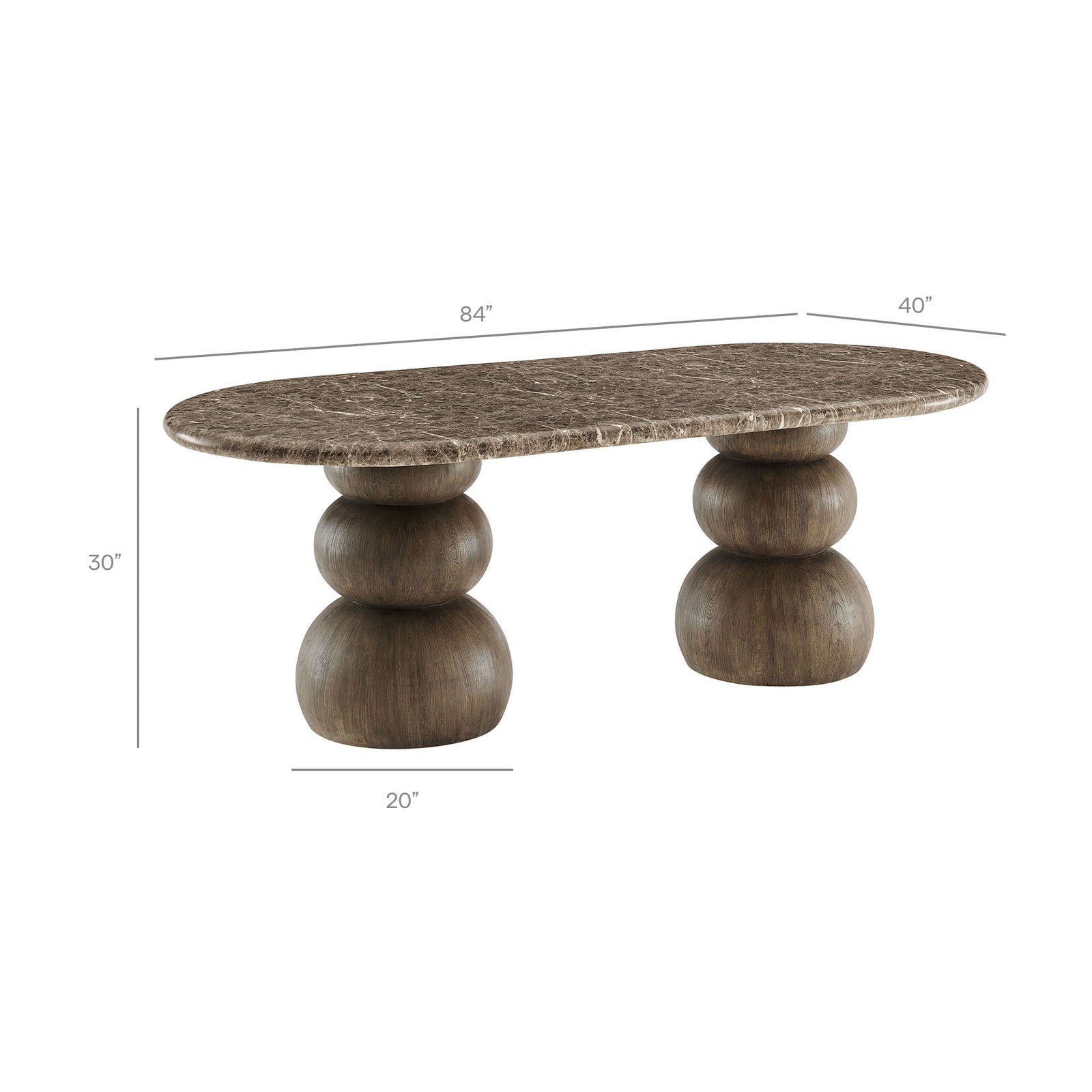 Pietra Indoor Outdoor Patio Oval Dining Table by Modway