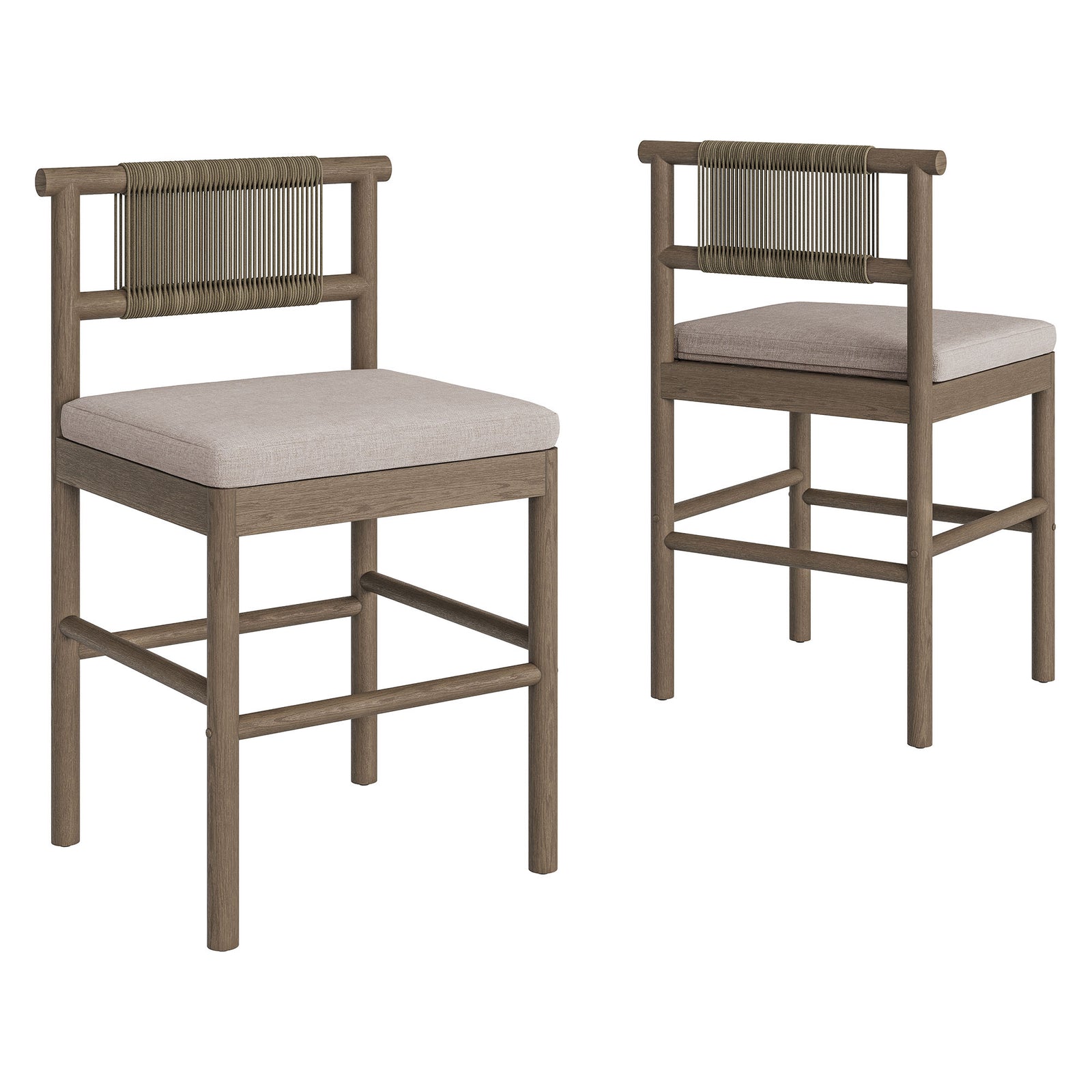 Eleni Outdoor Patio Teak Wood Counter Stools Set of 2 by Modway