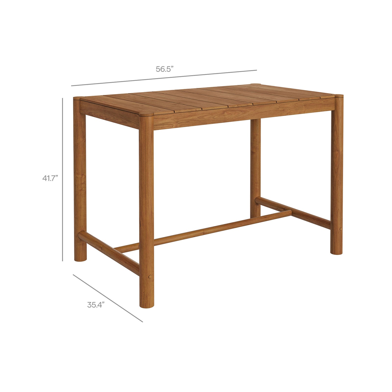 Eleni Rectangle 56-Inch Outdoor Patio Teak Wood Rectangular Bar Table by Modway
