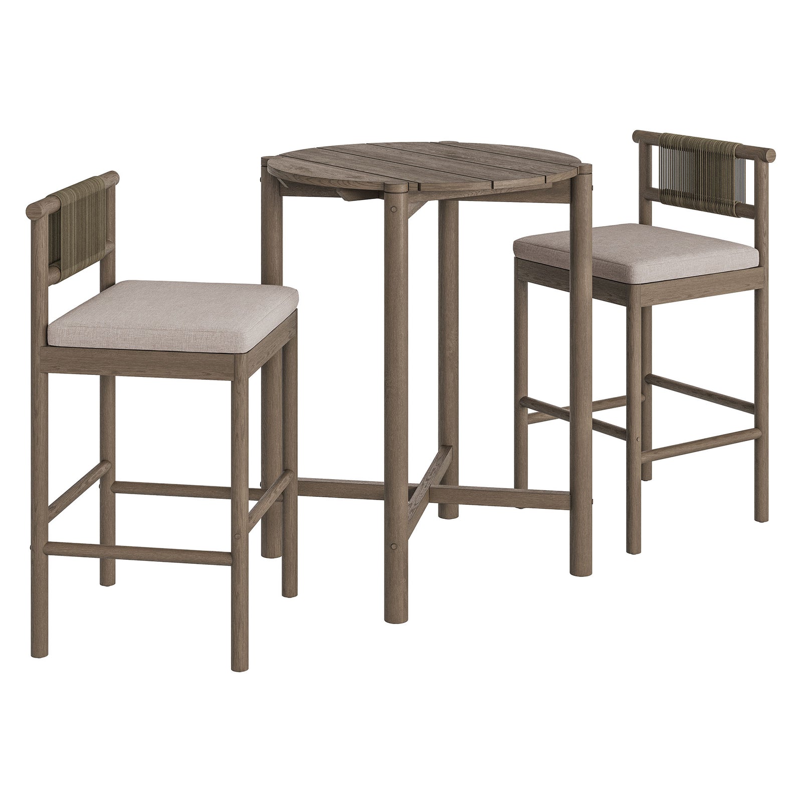 Eleni 3-Piece Outdoor Patio Teak Wood Bar Set by Modway