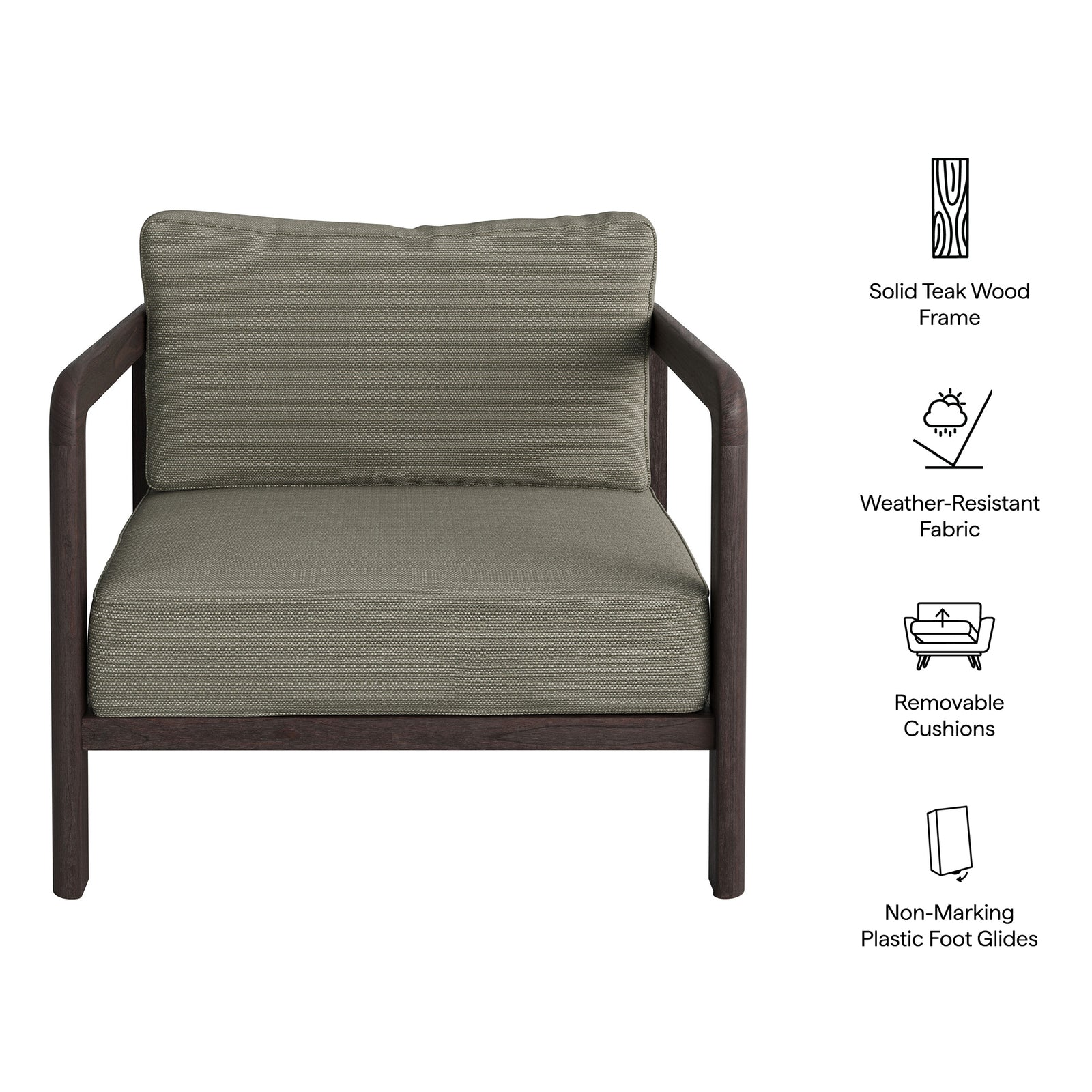Kona Outdoor Patio Teak Wood Armchair by Modway