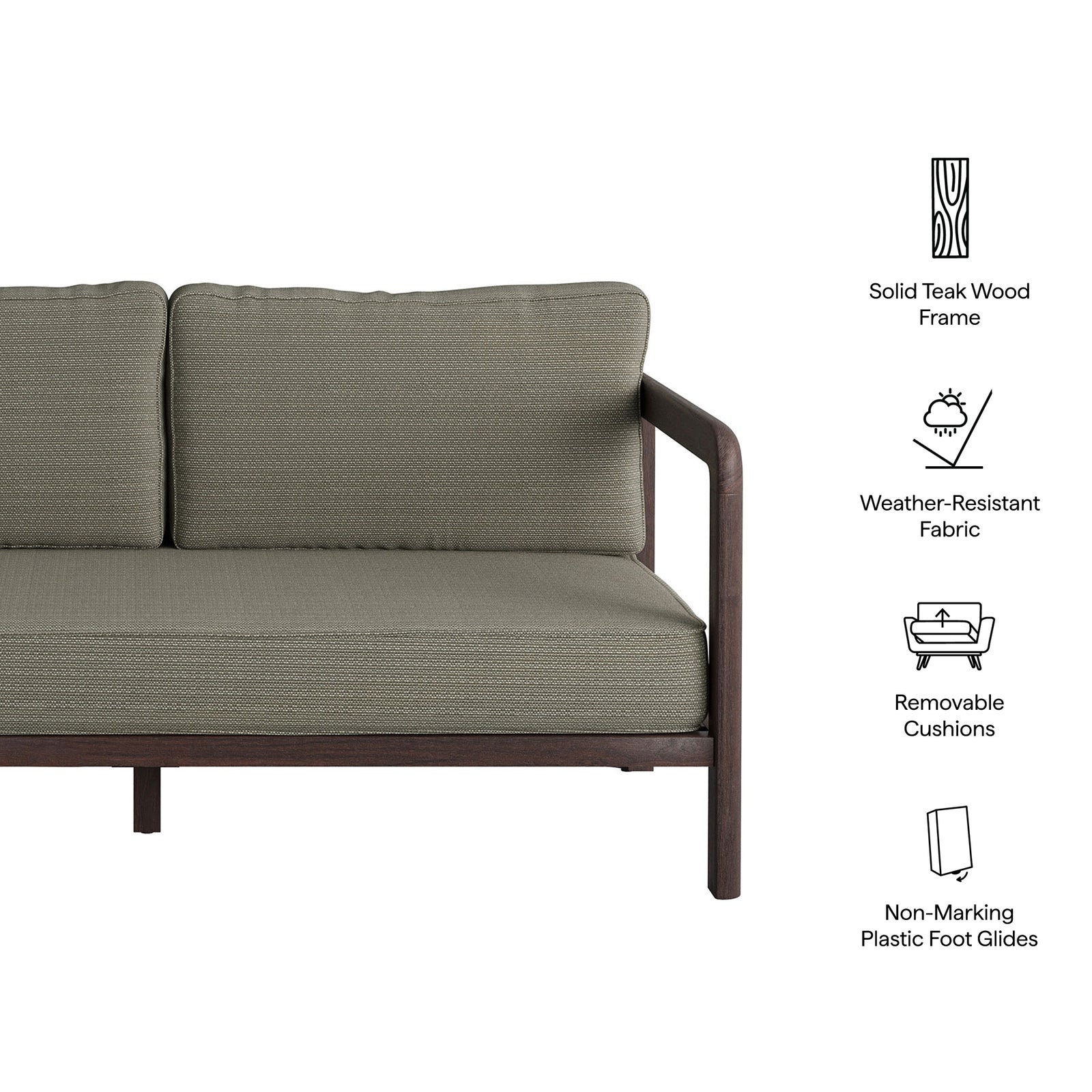 Kona Outdoor Patio Teak Wood Loveseat by Modway