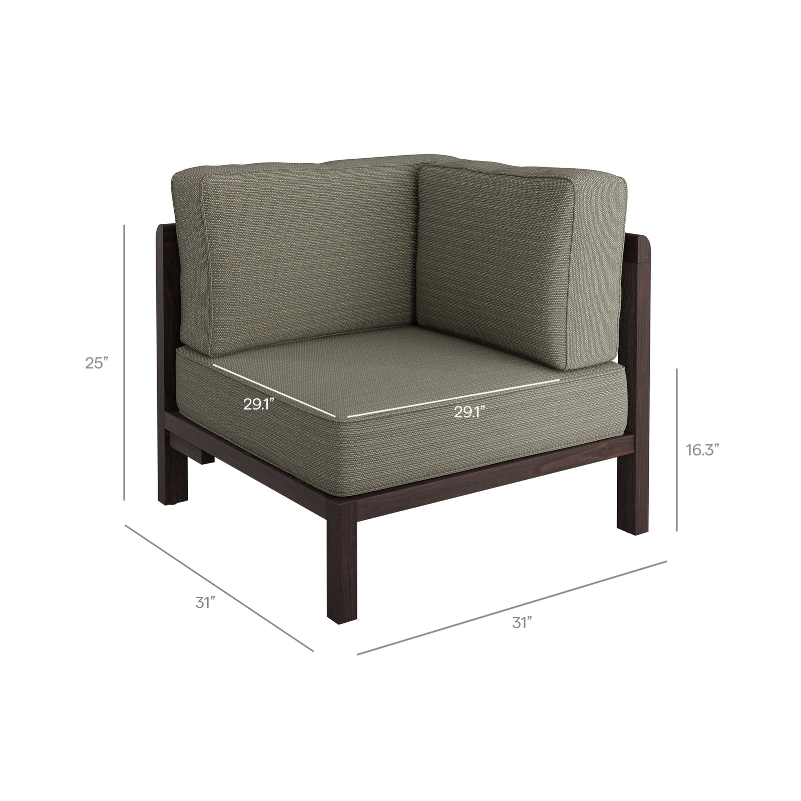 Kona Outdoor Patio Teak Wood Corner Modular Chair by Modway