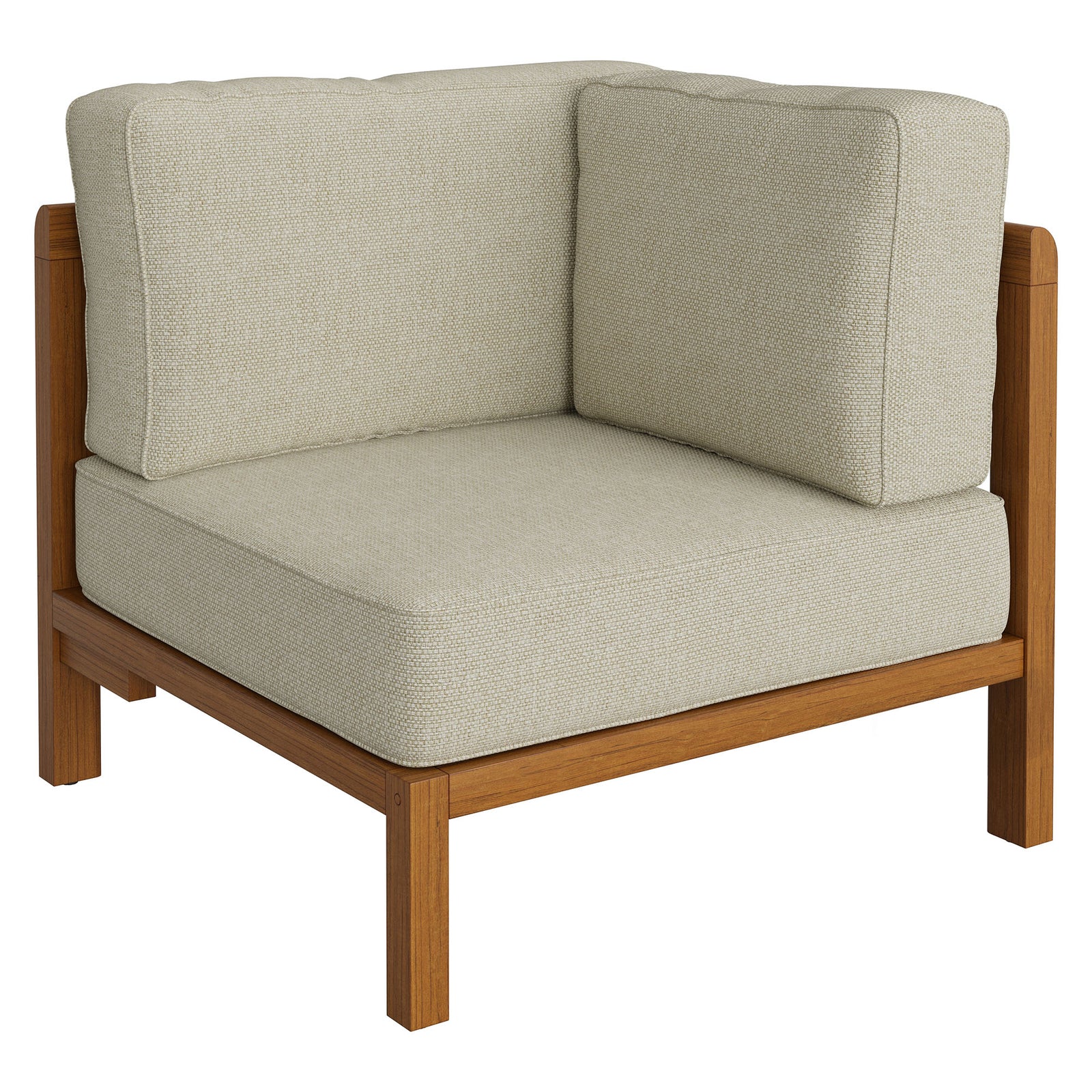Kona Outdoor Patio Teak Wood Corner Modular Chair by Modway