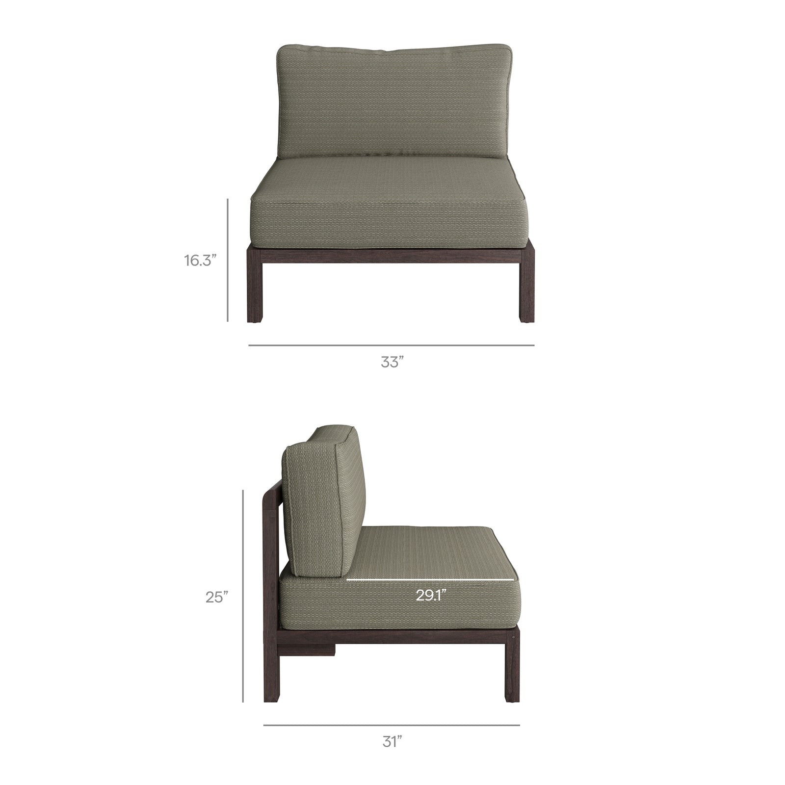 Kona Outdoor Patio Teak Wood Armless Modular Chair by Modway