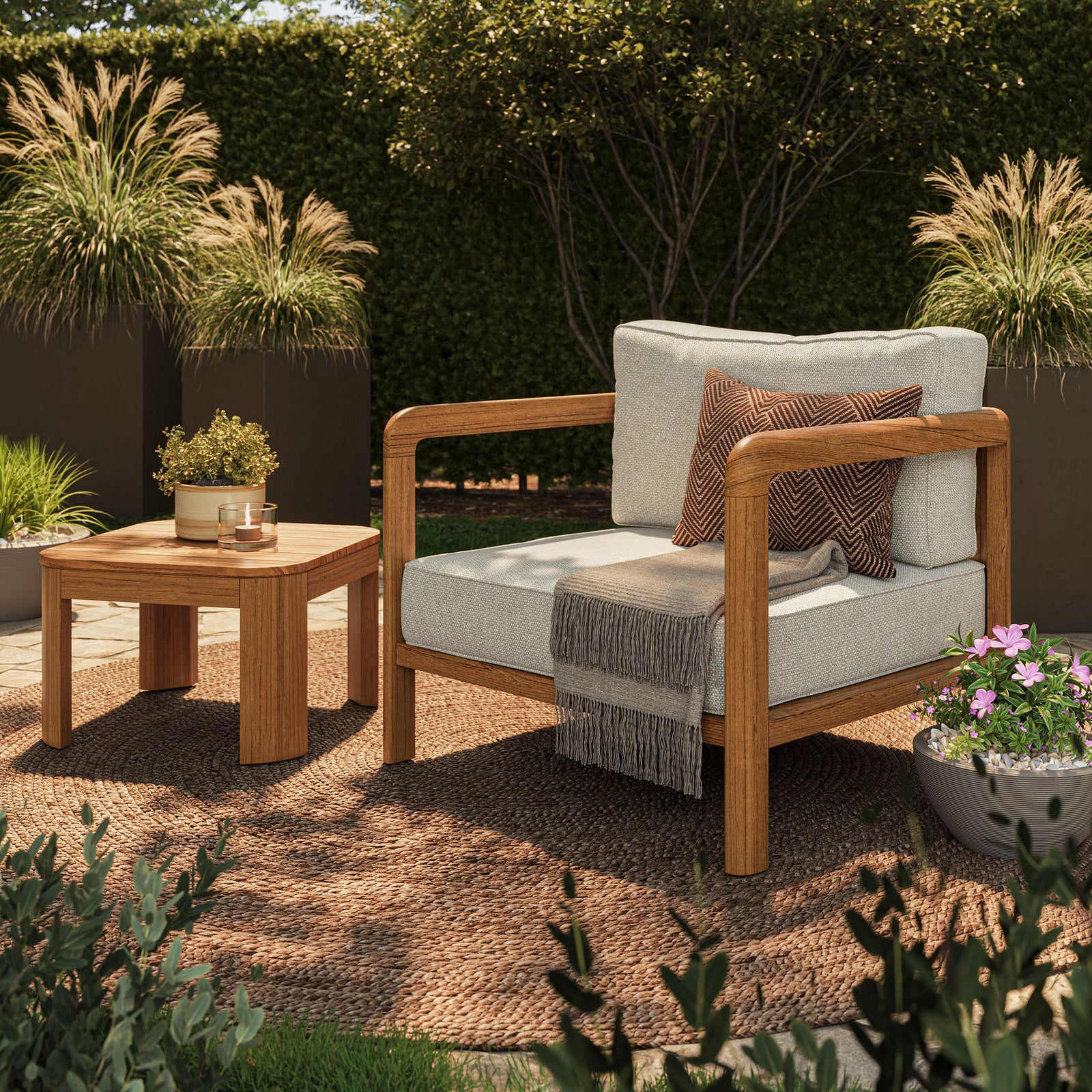 Kona 3-Piece Outdoor Patio Teak Wood Furniture Set by Modway