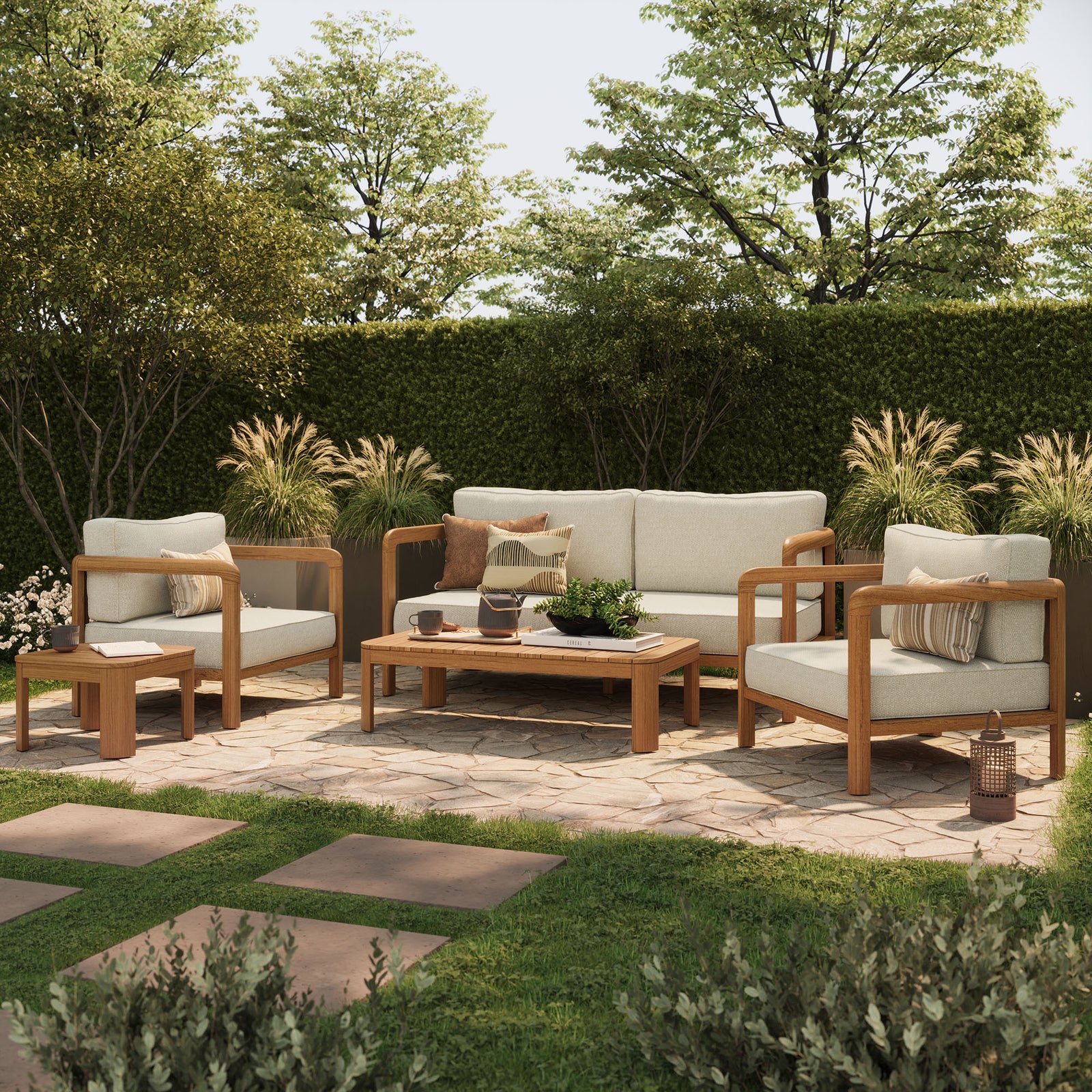 Kona 5-Piece Outdoor Patio Teak Wood Furniture Set by Modway
