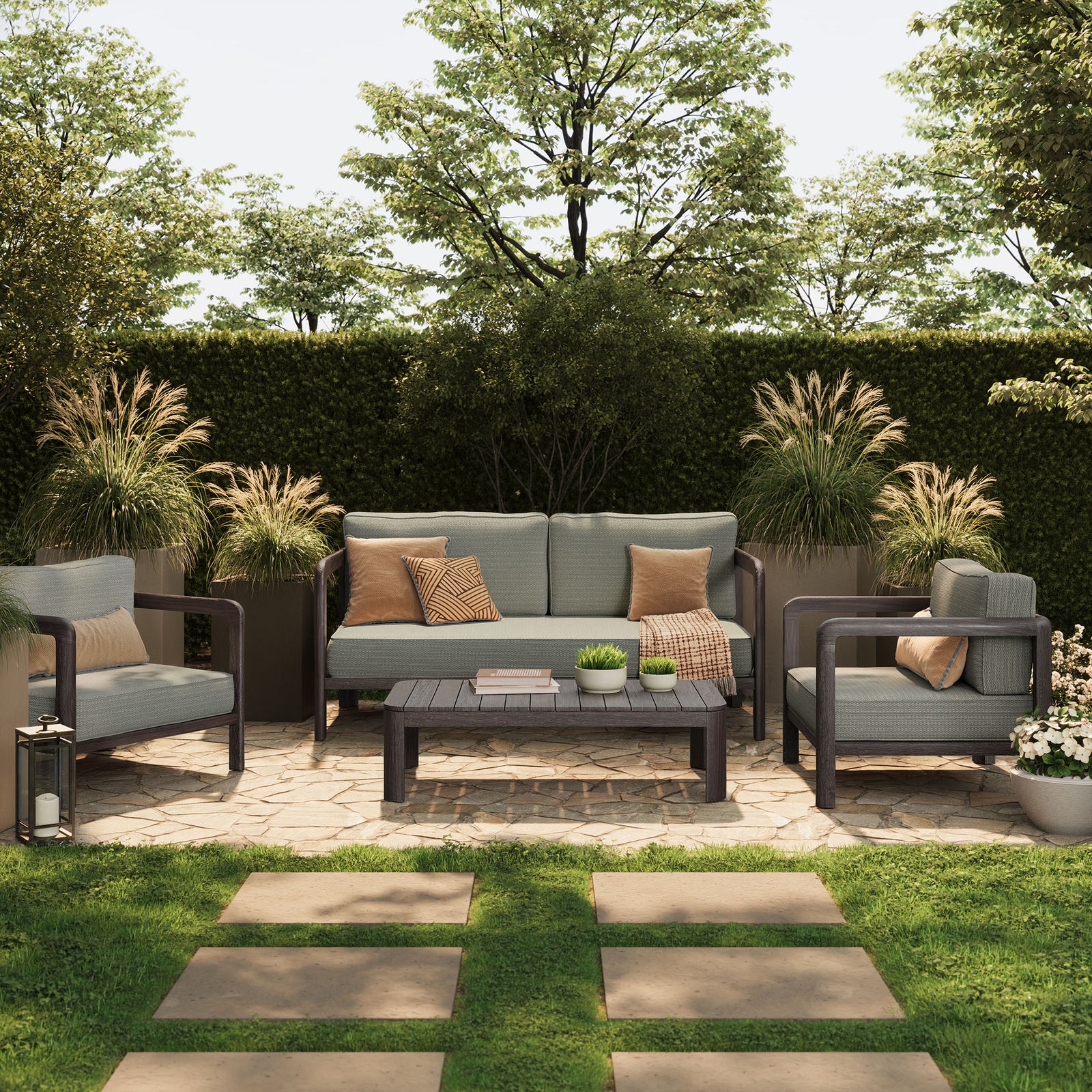 Kona 4-Piece Outdoor Patio Teak Wood Furniture Set by Modway