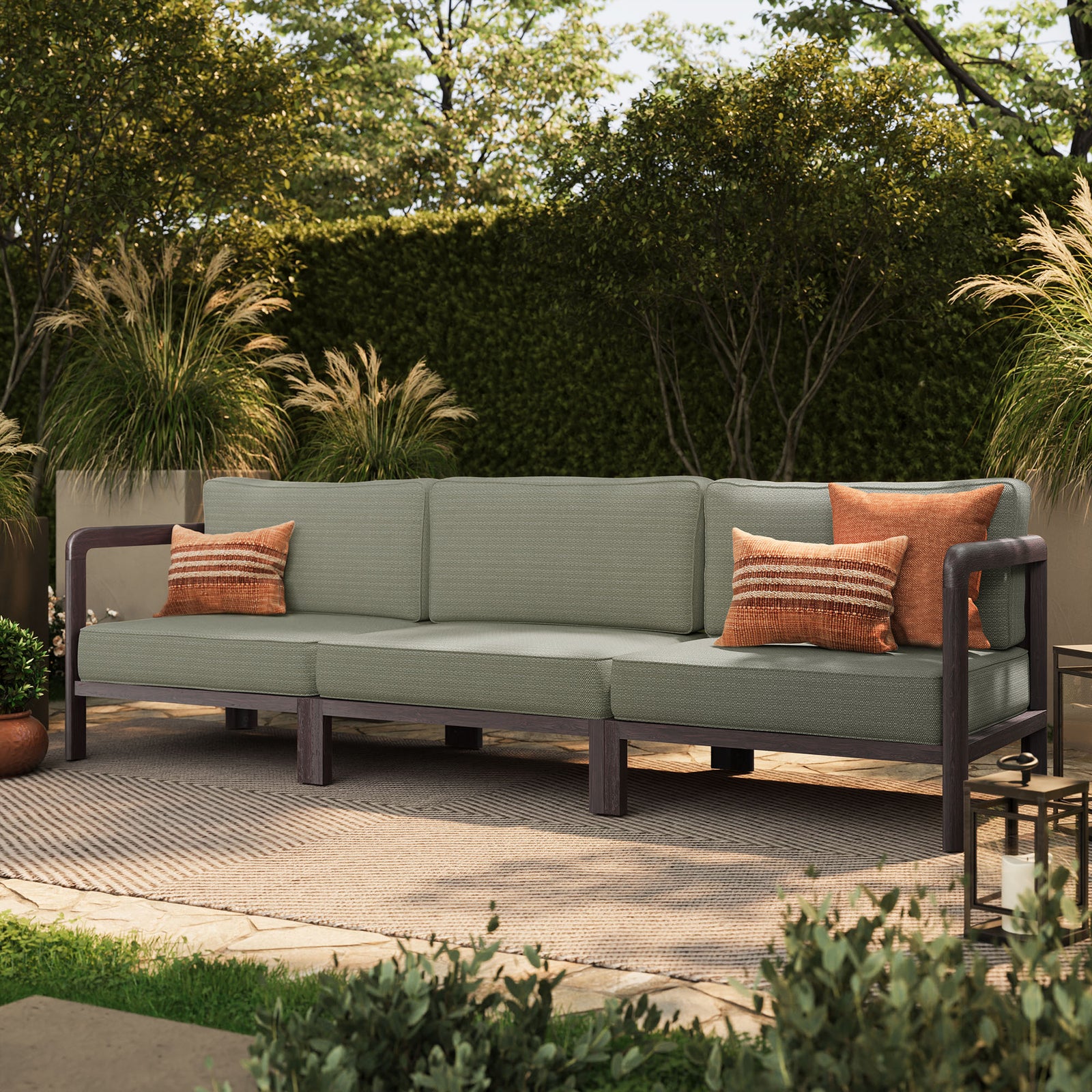 Kona 3-Piece Outdoor Patio Teak Wood Modular Sofa Set by Modway