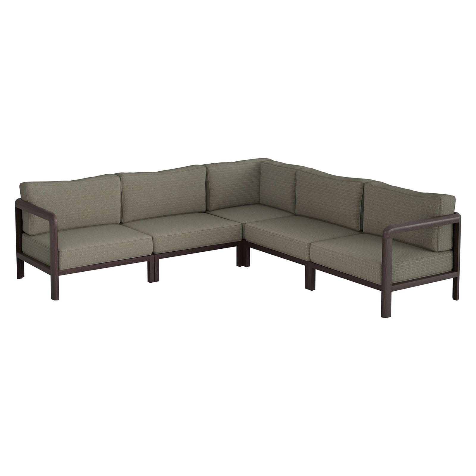 Kona 5-Piece Outdoor Patio Teak Wood Corner Modular Sofa by Modway