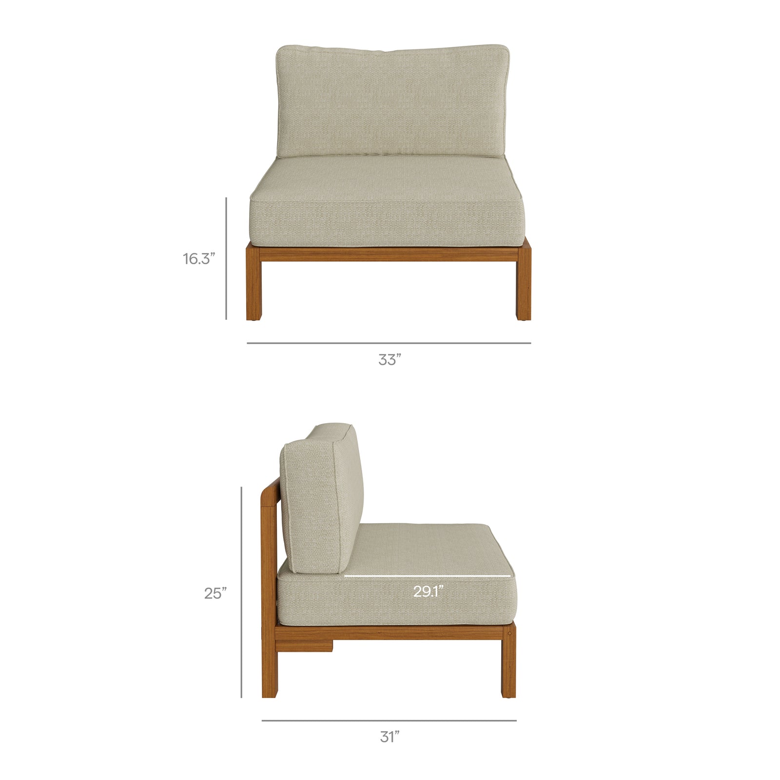 Kona 5-Piece Outdoor Patio Teak Wood Corner Modular Sofa by Modway