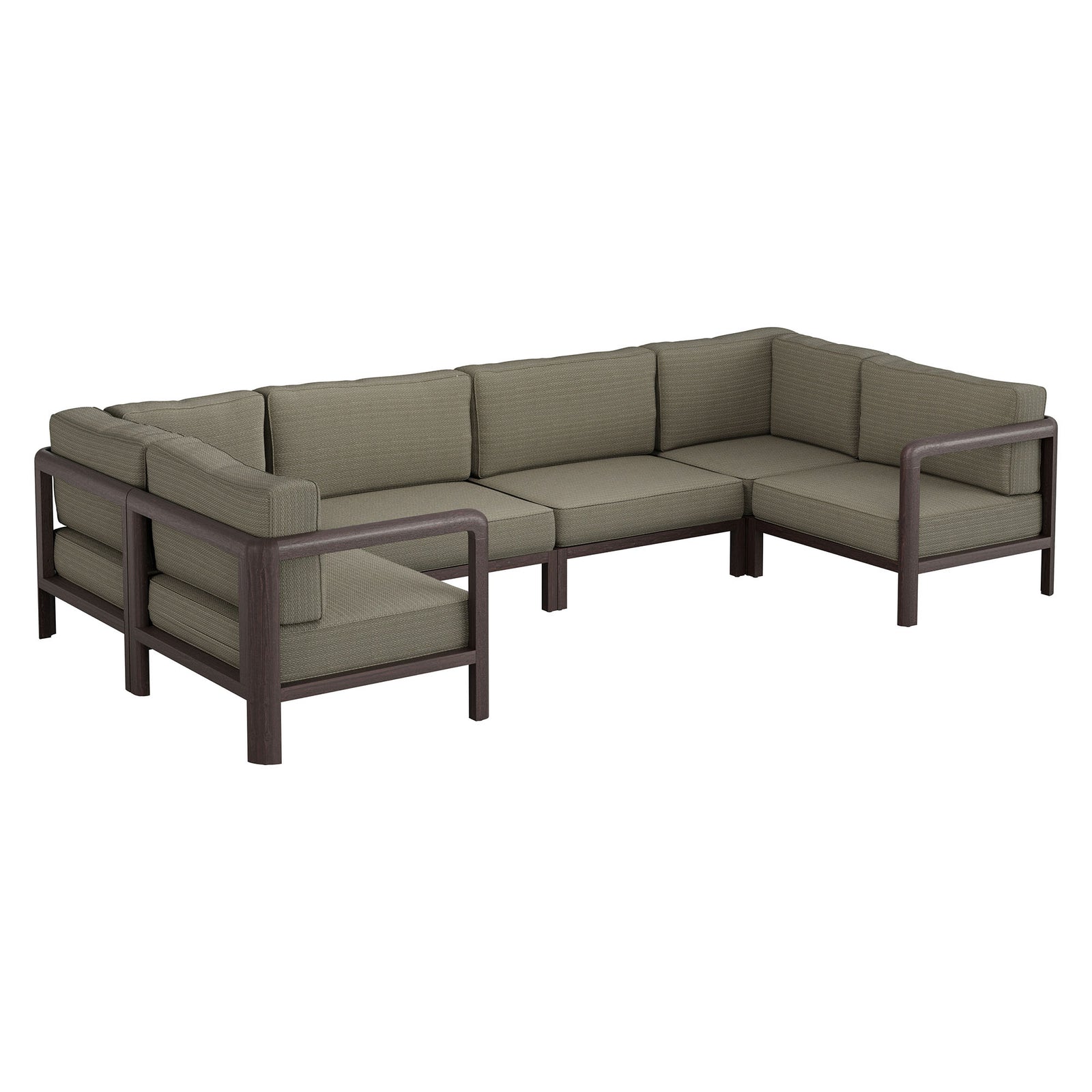 Kona 6-Piece Outdoor Patio Teak Wood Modular Sofa by Modway