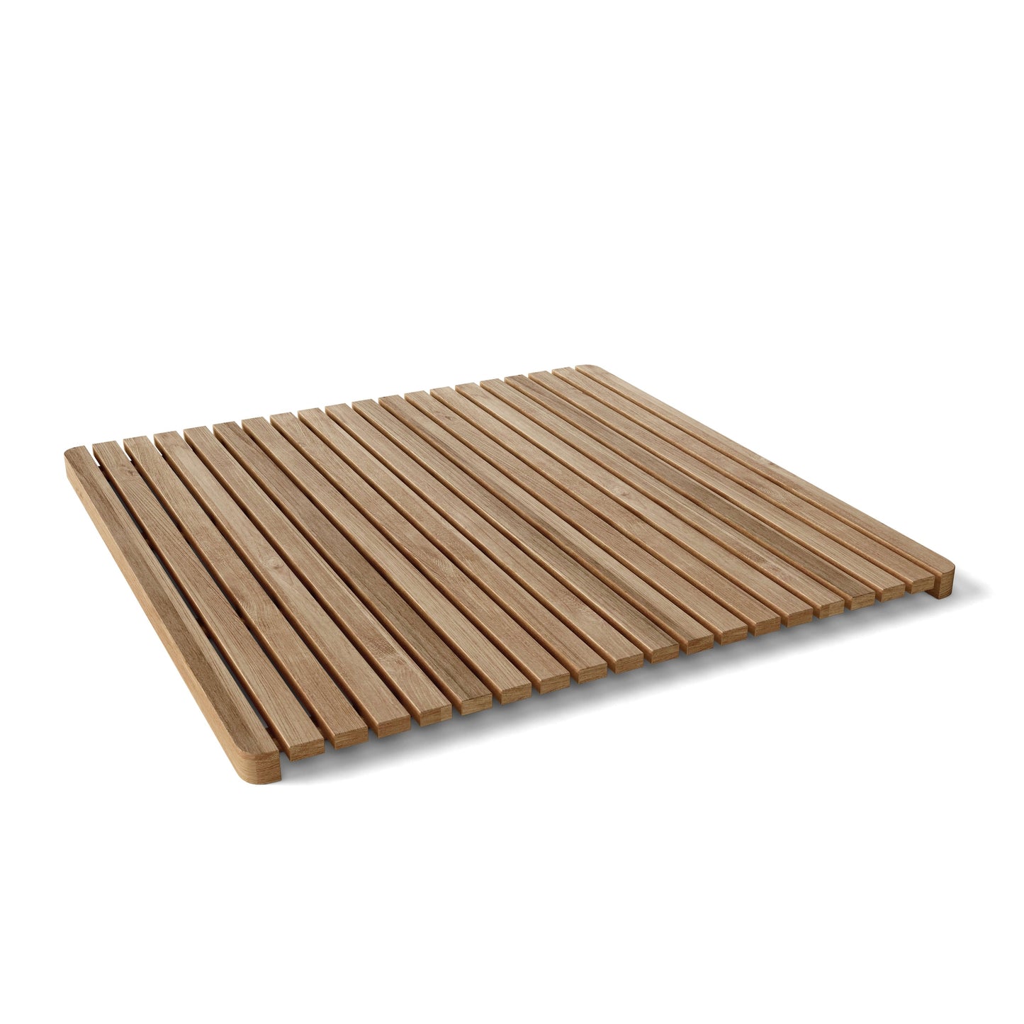 Wooden slatted mat on a white background