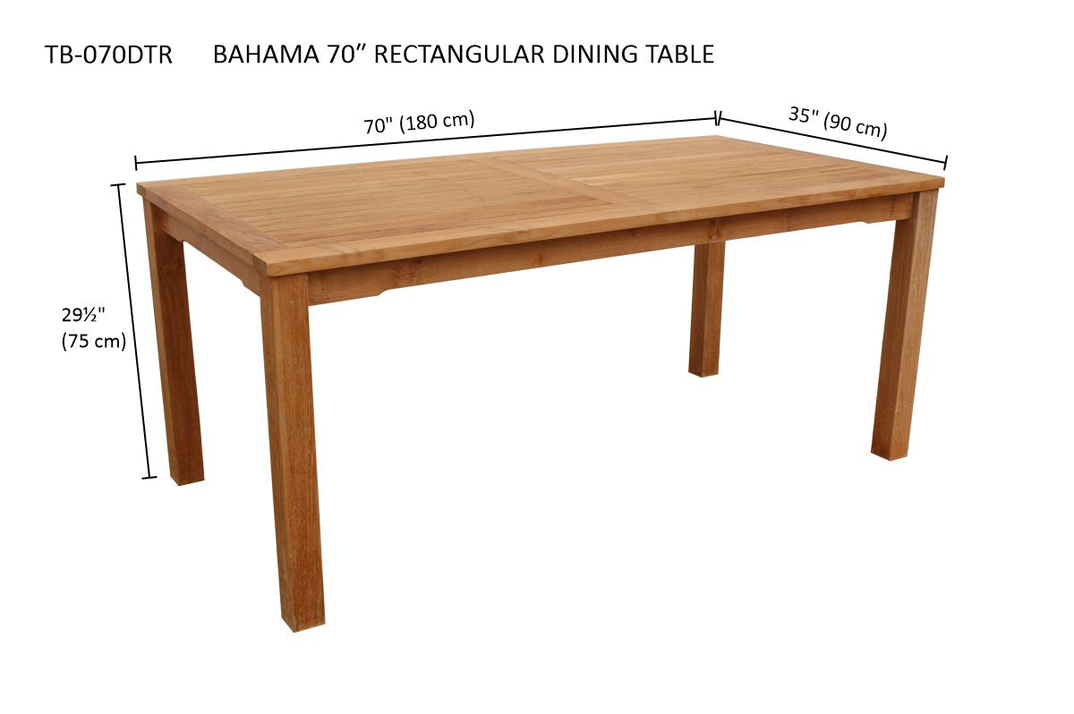 Bahama 70" Rectangular Dining Table – Teak Outdoor & Indoor Dining | BetterPatio // BetterPatio.com