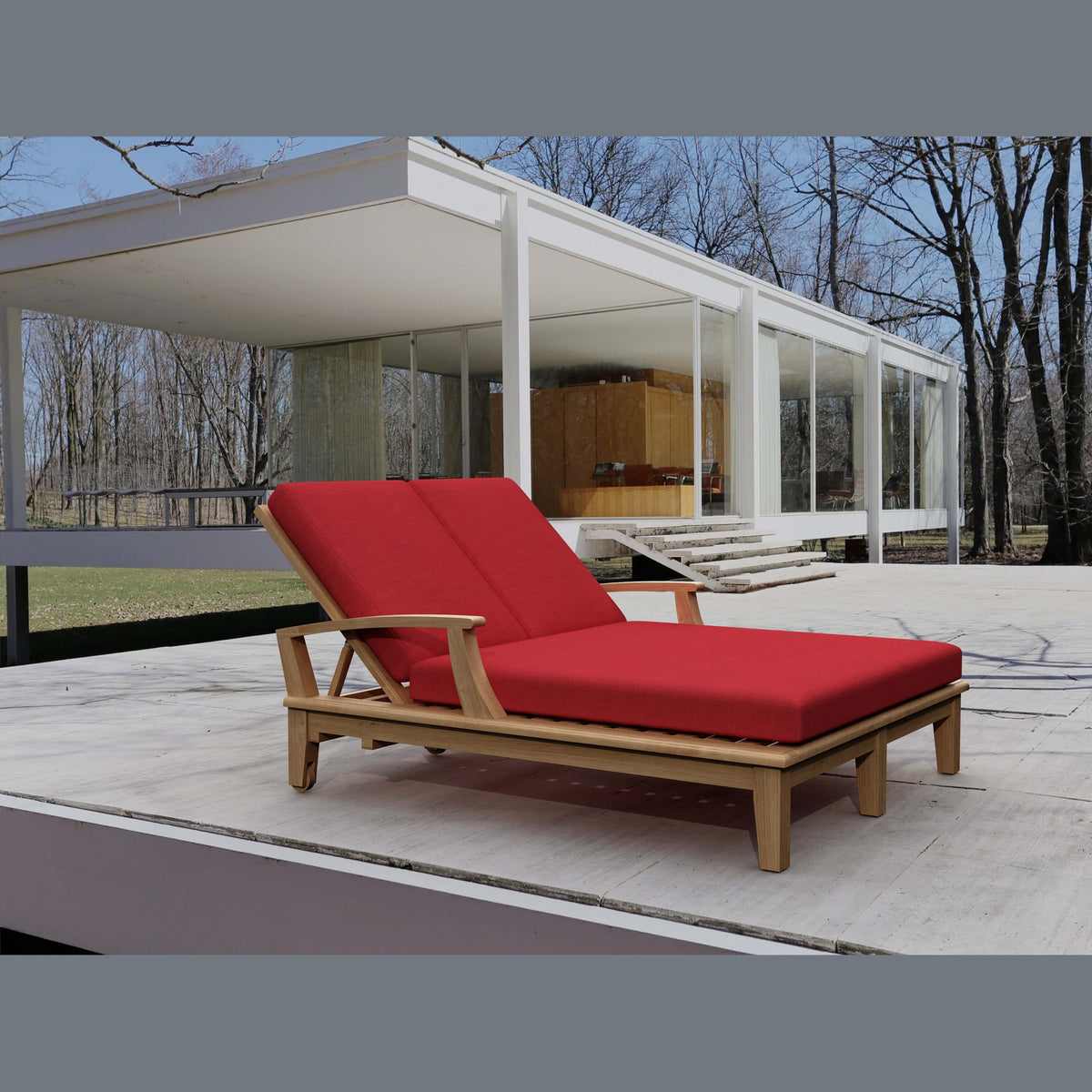 Brianna Double Sun Lounger with Arm - Adjustable Teak Outdoor Lounger for Two | BetterPatio // BetterPatio.com
