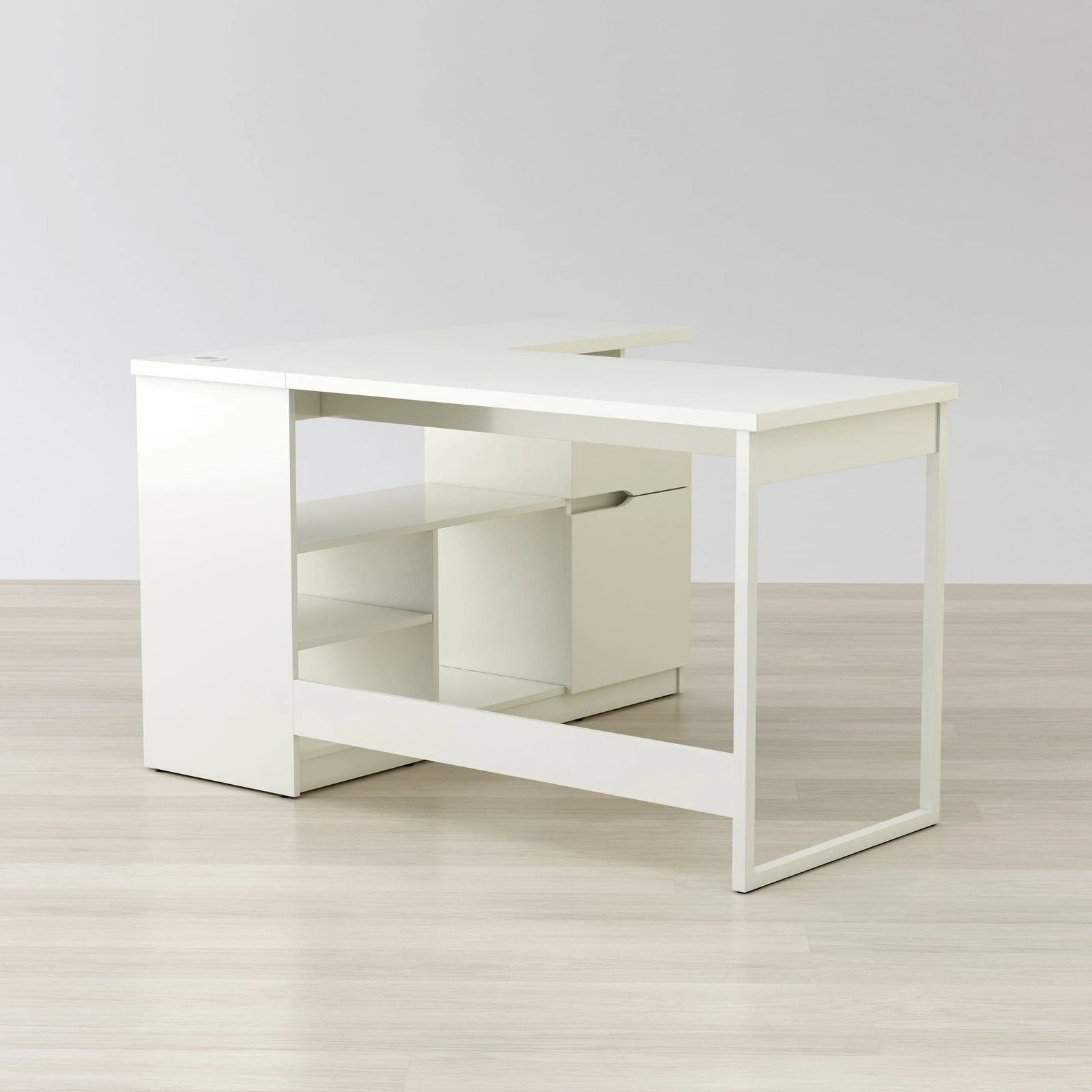 Anderson Teak Lexi 55-inch L-Shaped Corner Desk - corner desk gloss white front view