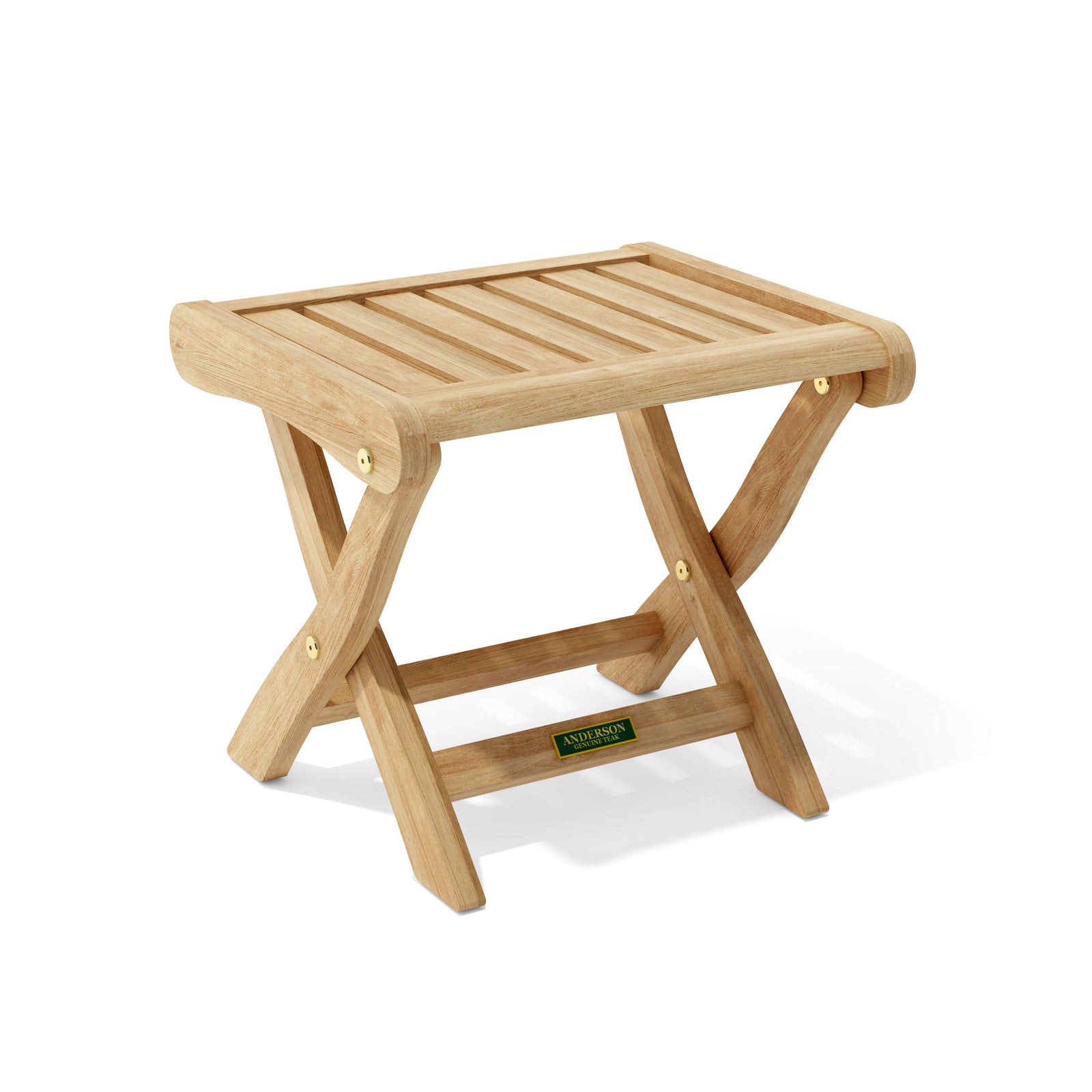 Wooden folding stool on a white background