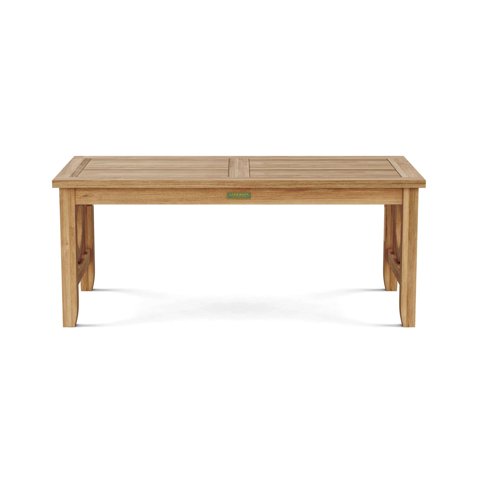 Anderson Teak Natsepa Rectangular Coffee Table - top view of solid teak outdoor coffee table