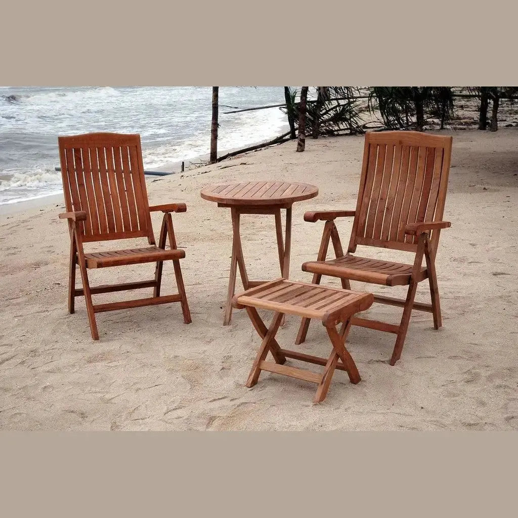 Bahama Katana 4-Pc Teak Recliner & Folding Table Set with Ottoman | BetterPatio // BetterPatio.com