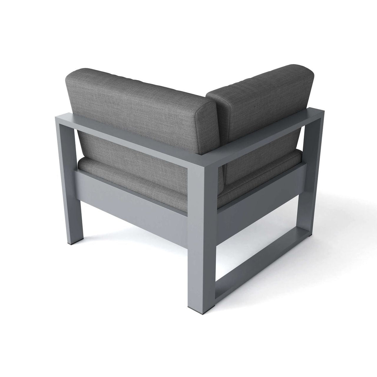 Anderson Teak Lucca Deep Seating Corner Chair Grey - angled view of aluminum corner sectional piece