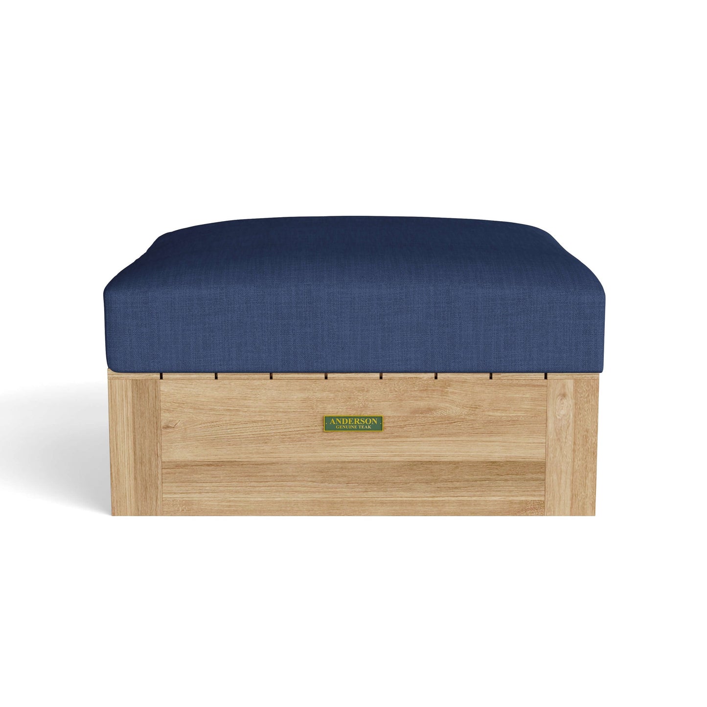 Anderson Teak Copacabana Ottoman - side view of cushioned teak patio footrest