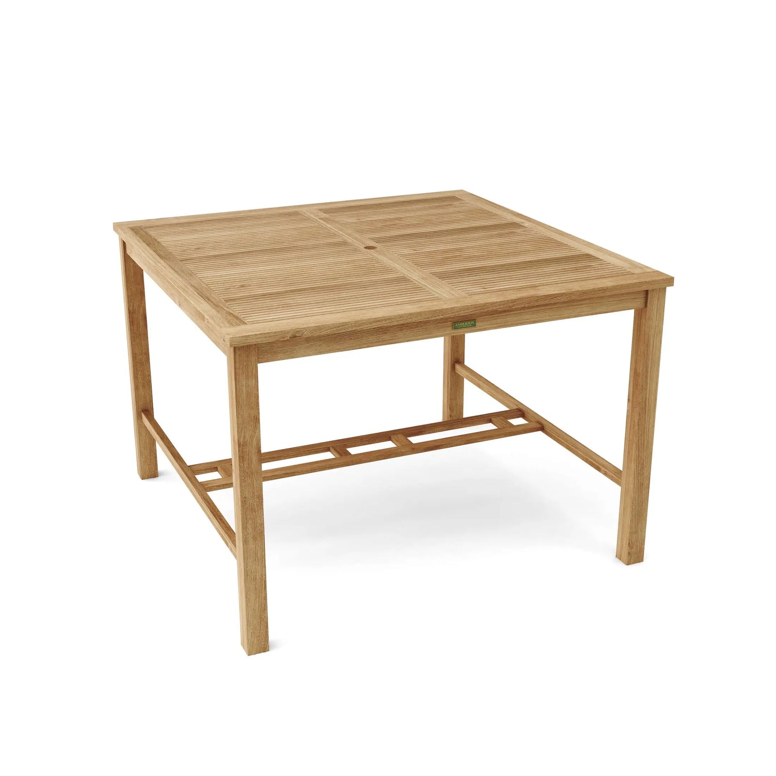 Wooden square table on a white background