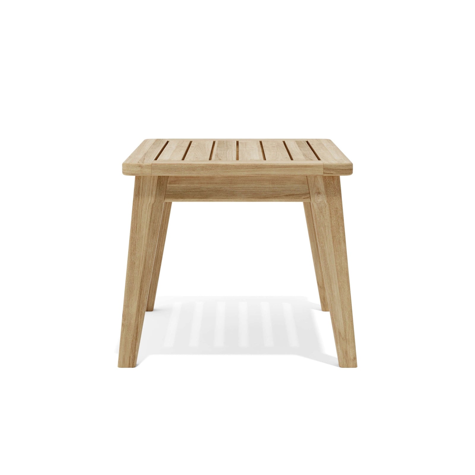 Wooden side table on a white background