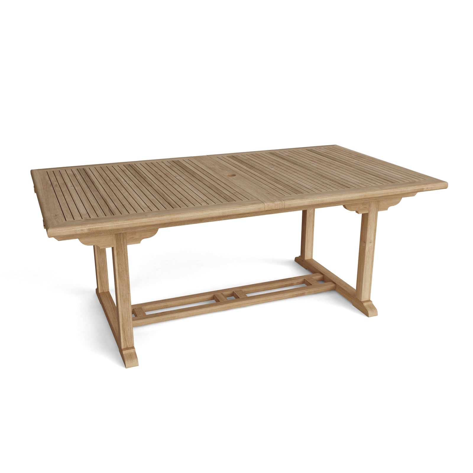 Wooden outdoor table on a white background