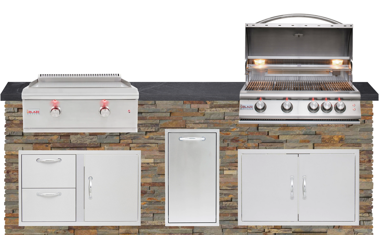 8 Foot Quick Ship Outdoor Kitchen with Blaze Grill, Griddle // BetterPatio.com