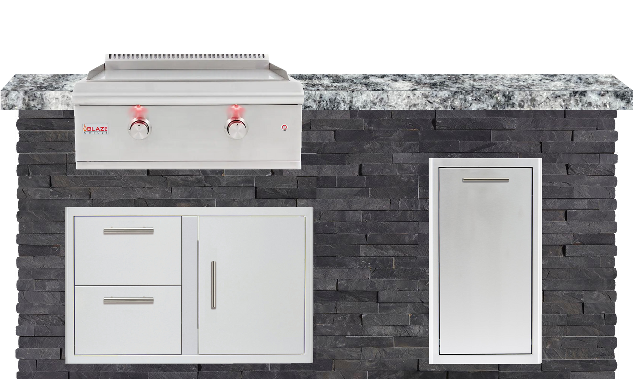 6 Foot Outdoor Kitchen with Blaze Griddle and Trash Drawer // BetterPatio.com