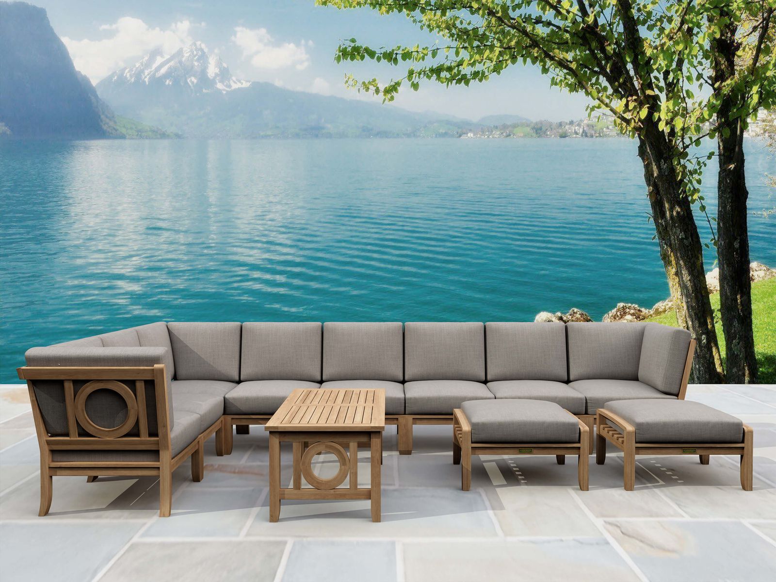 Natsepa 11-Piece Teak Modular Outdoor Deep Seating Set | BetterPatio // BetterPatio.com