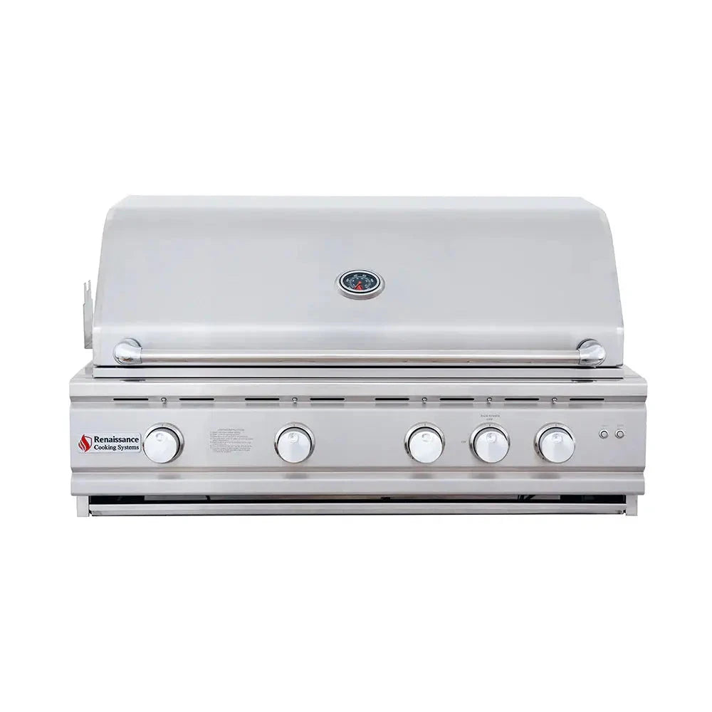 RCS 38 Inch Cutlass Pro Grill RC38BL - front view lid closed blue LED accents
