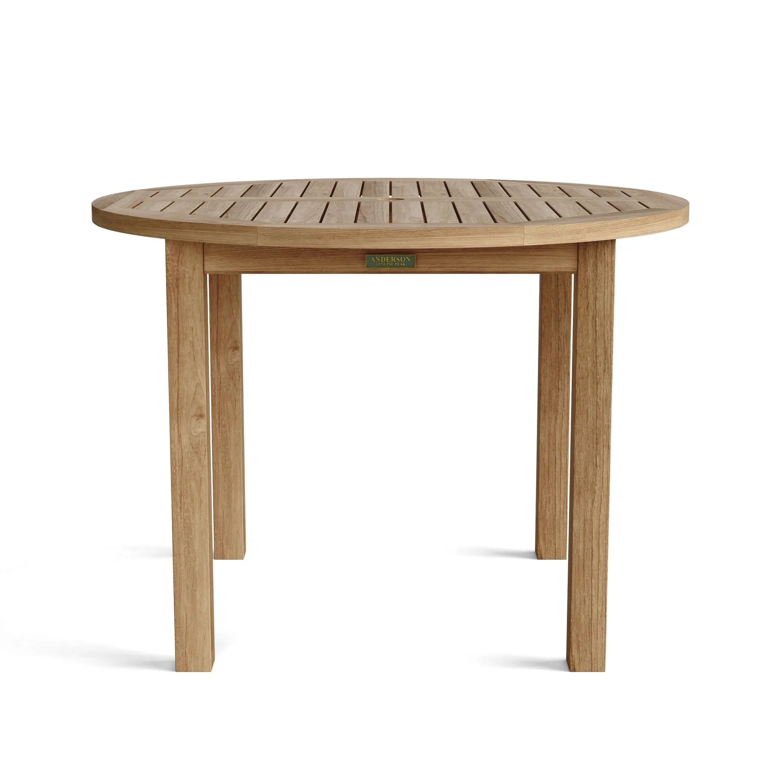 Wooden round table on a white background