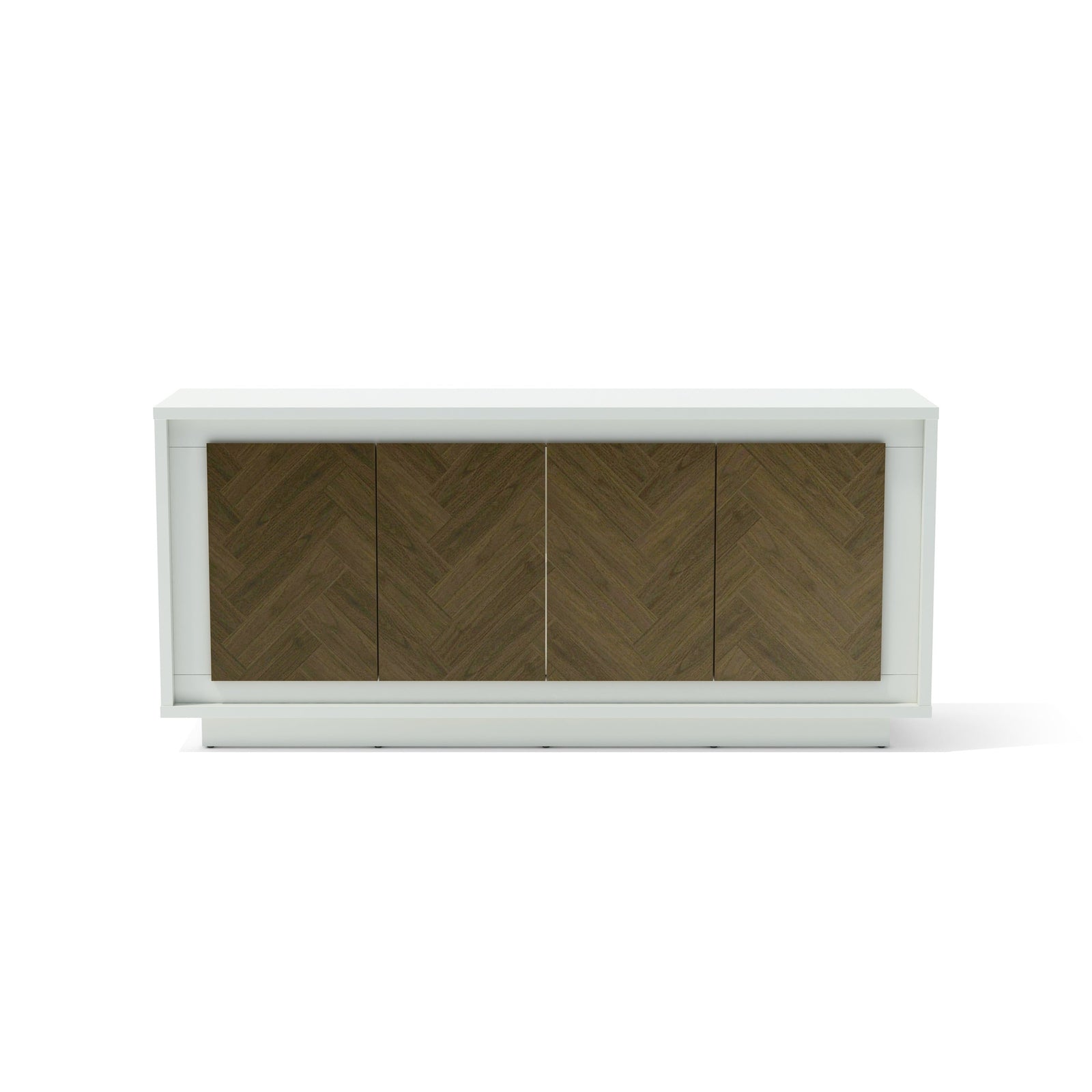 Wooden cabinet with white frame on a white background
