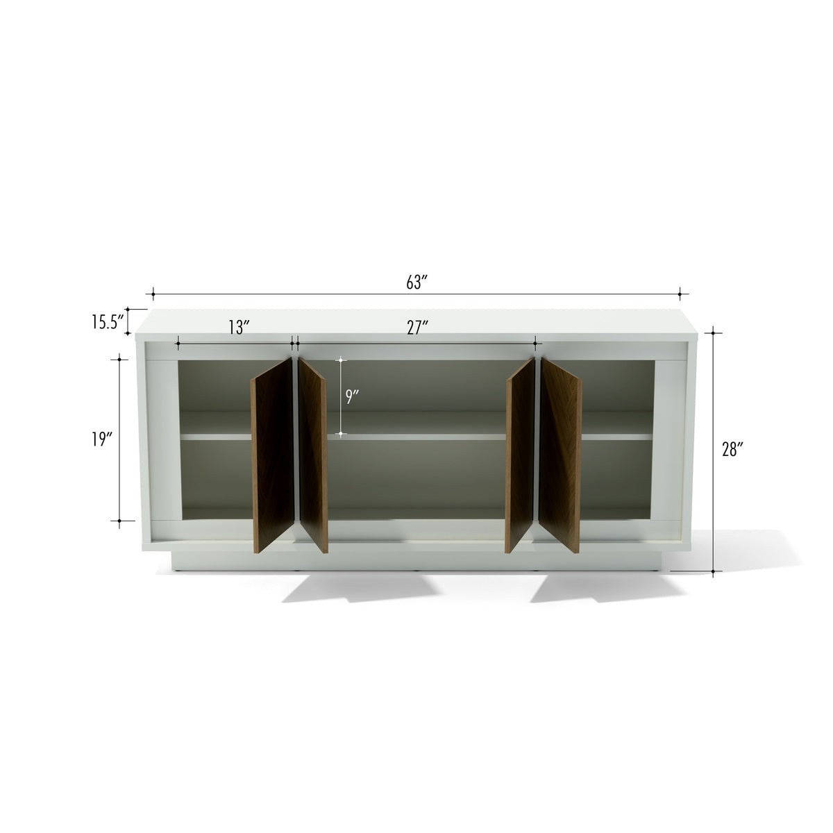 Cabinet with dimensions labeled on a white background