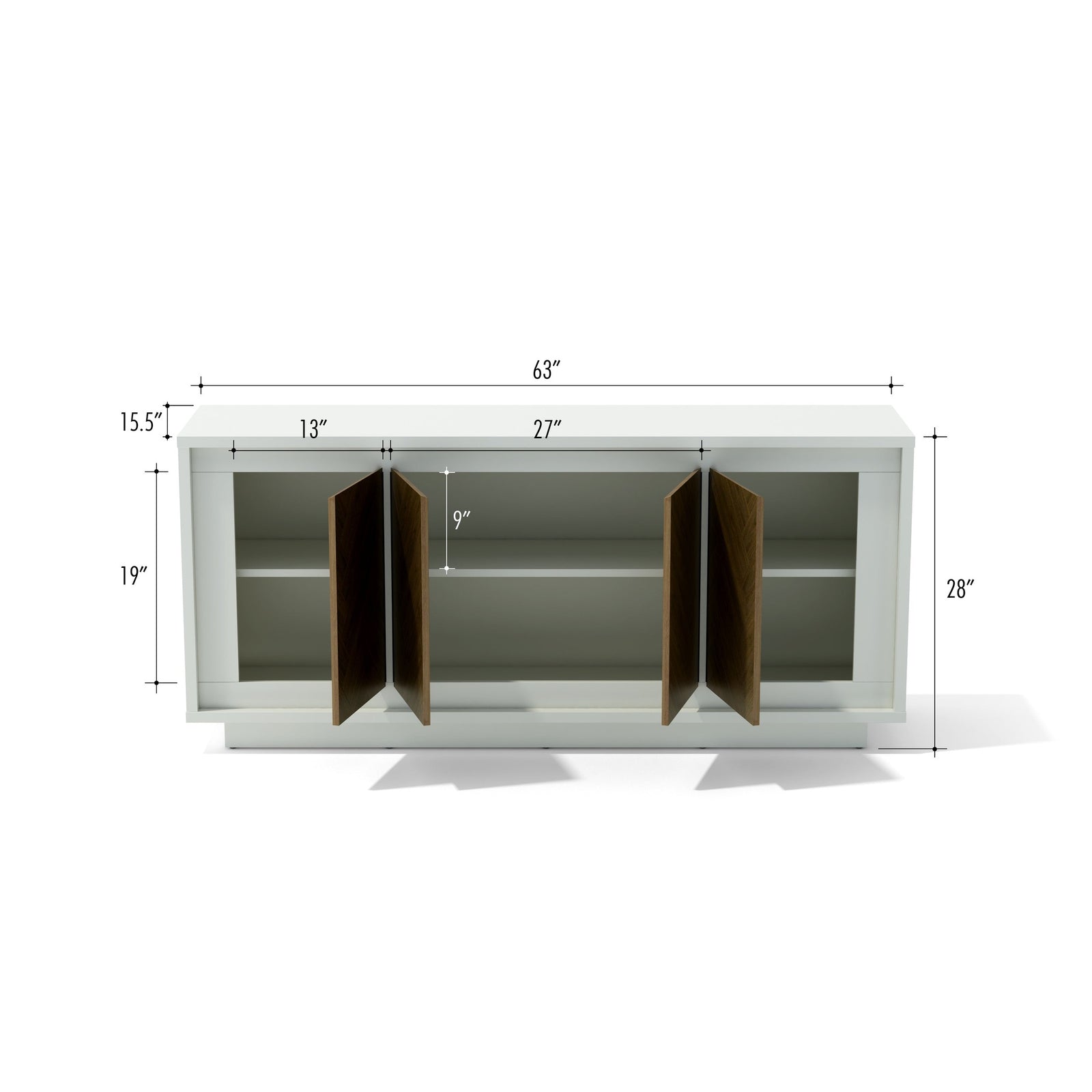 Cabinet with dimensions labeled on a white background