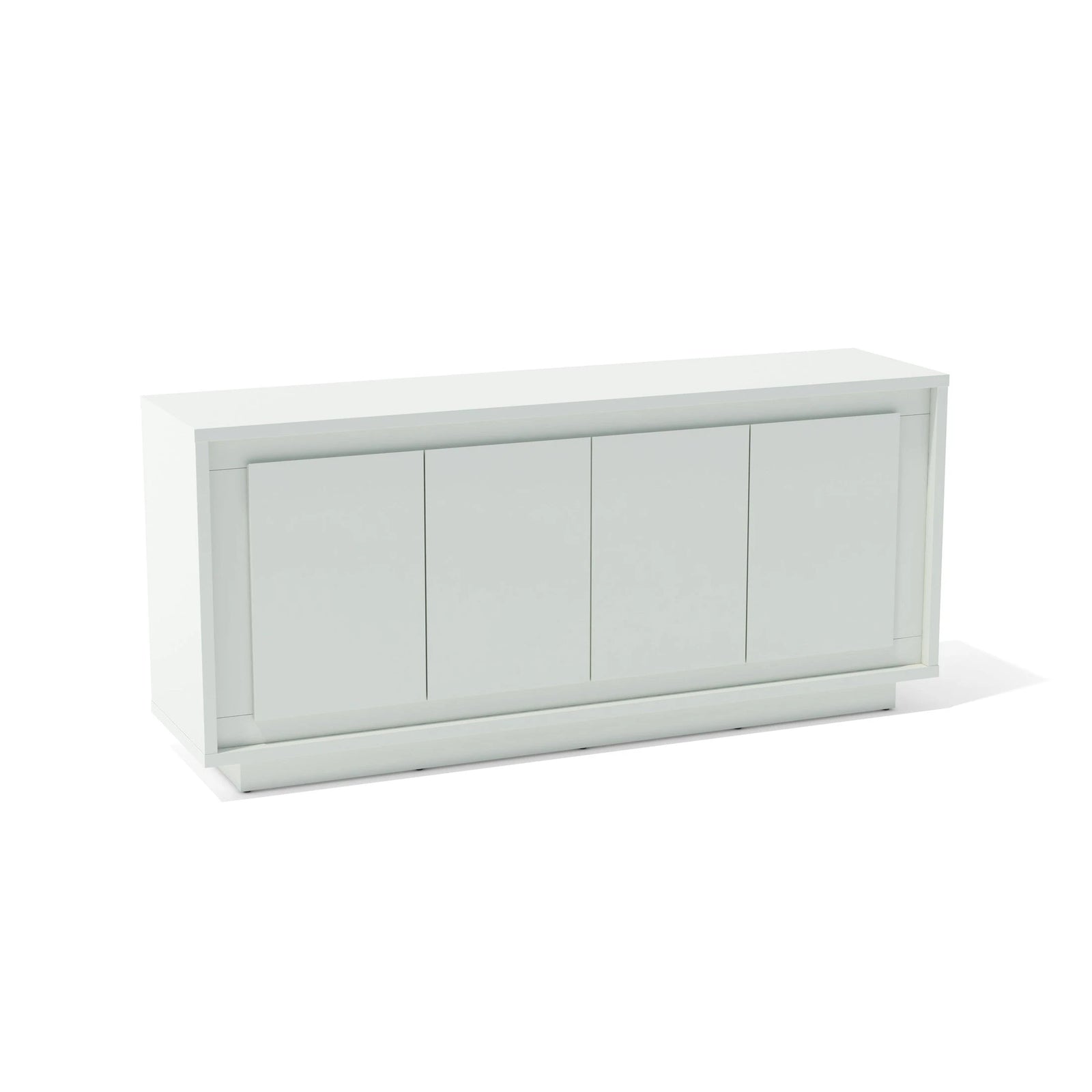 White cabinet with four doors on a white background