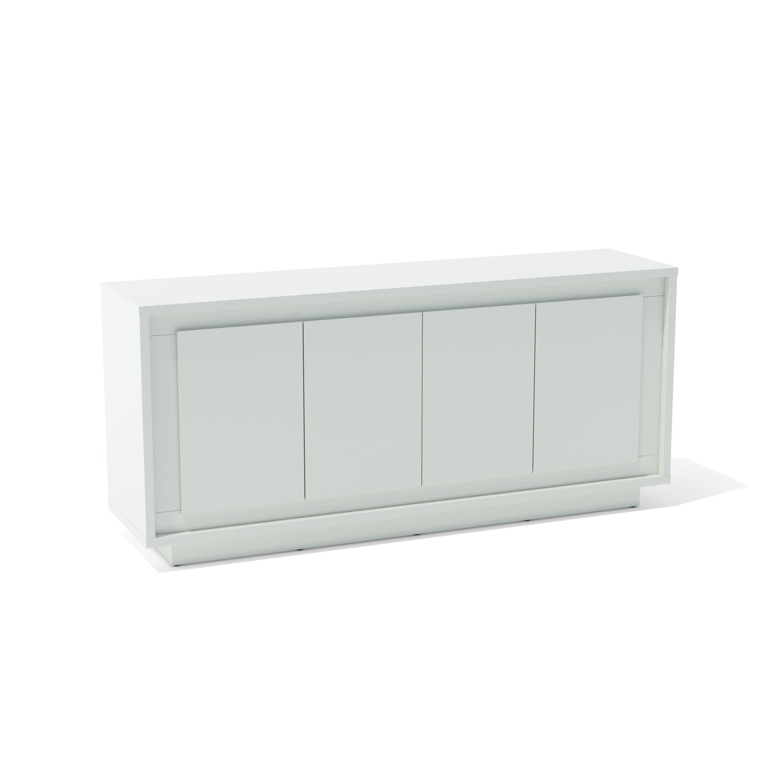 White cabinet with four doors on a white background